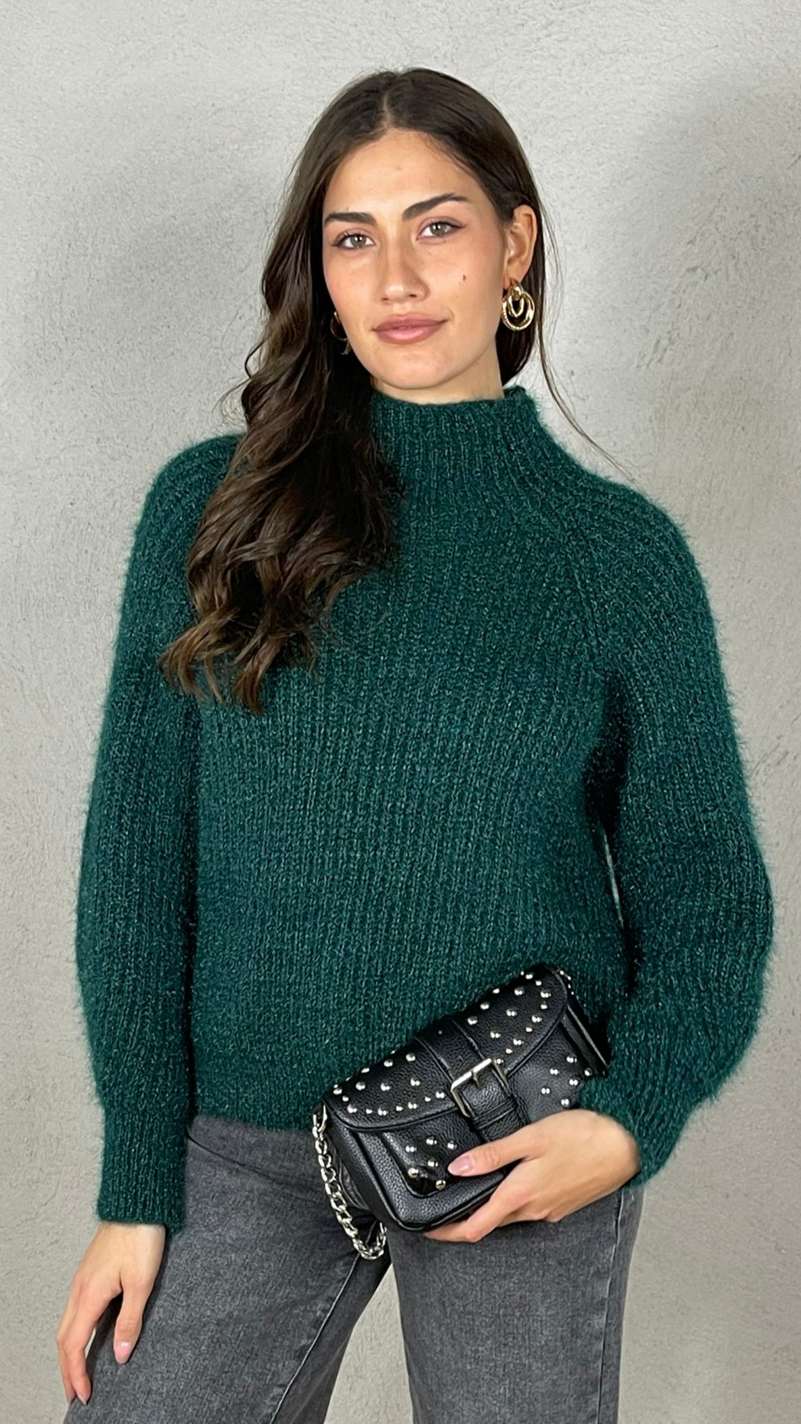 Pullover effetto Mohair collo lupetto
