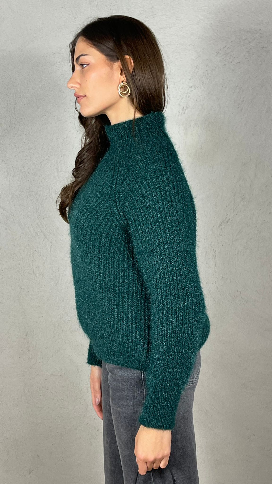 Pullover effetto Mohair collo lupetto