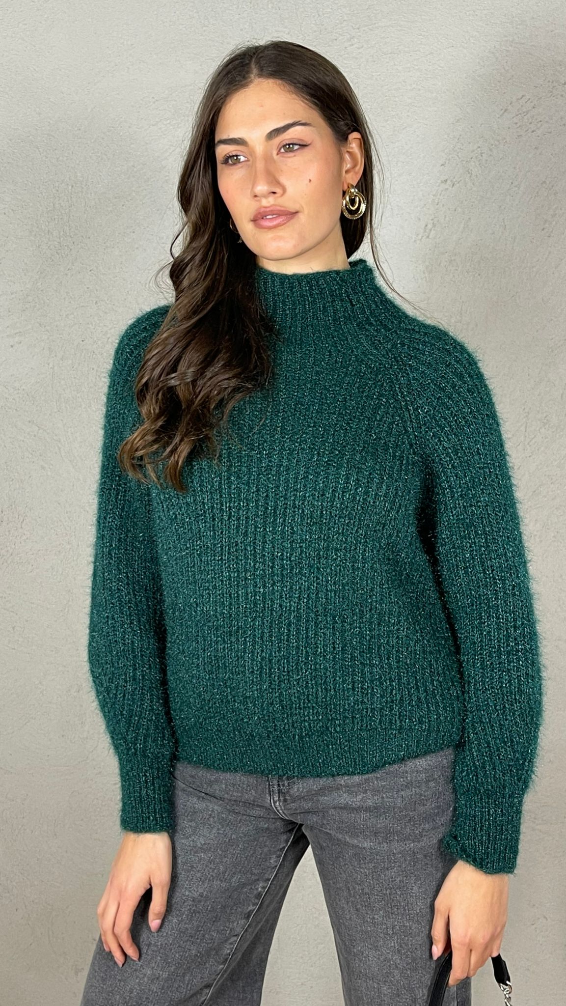 Pullover effetto Mohair collo lupetto