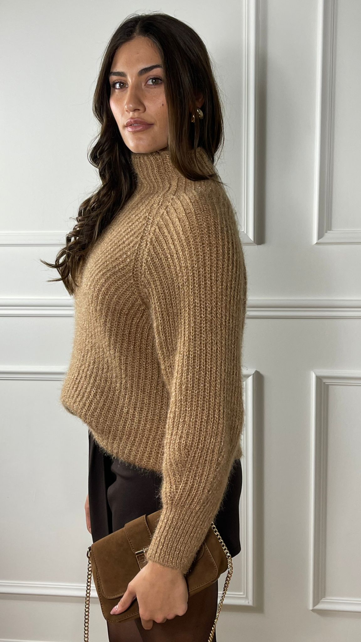 Pullover effetto Mohair collo lupetto