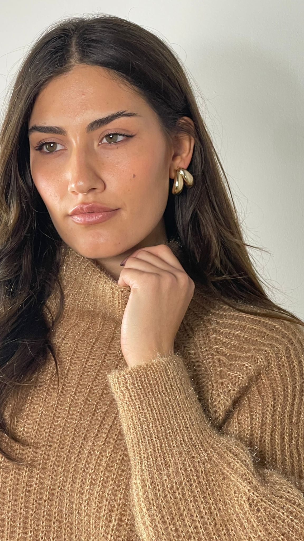 Pullover effetto Mohair collo lupetto