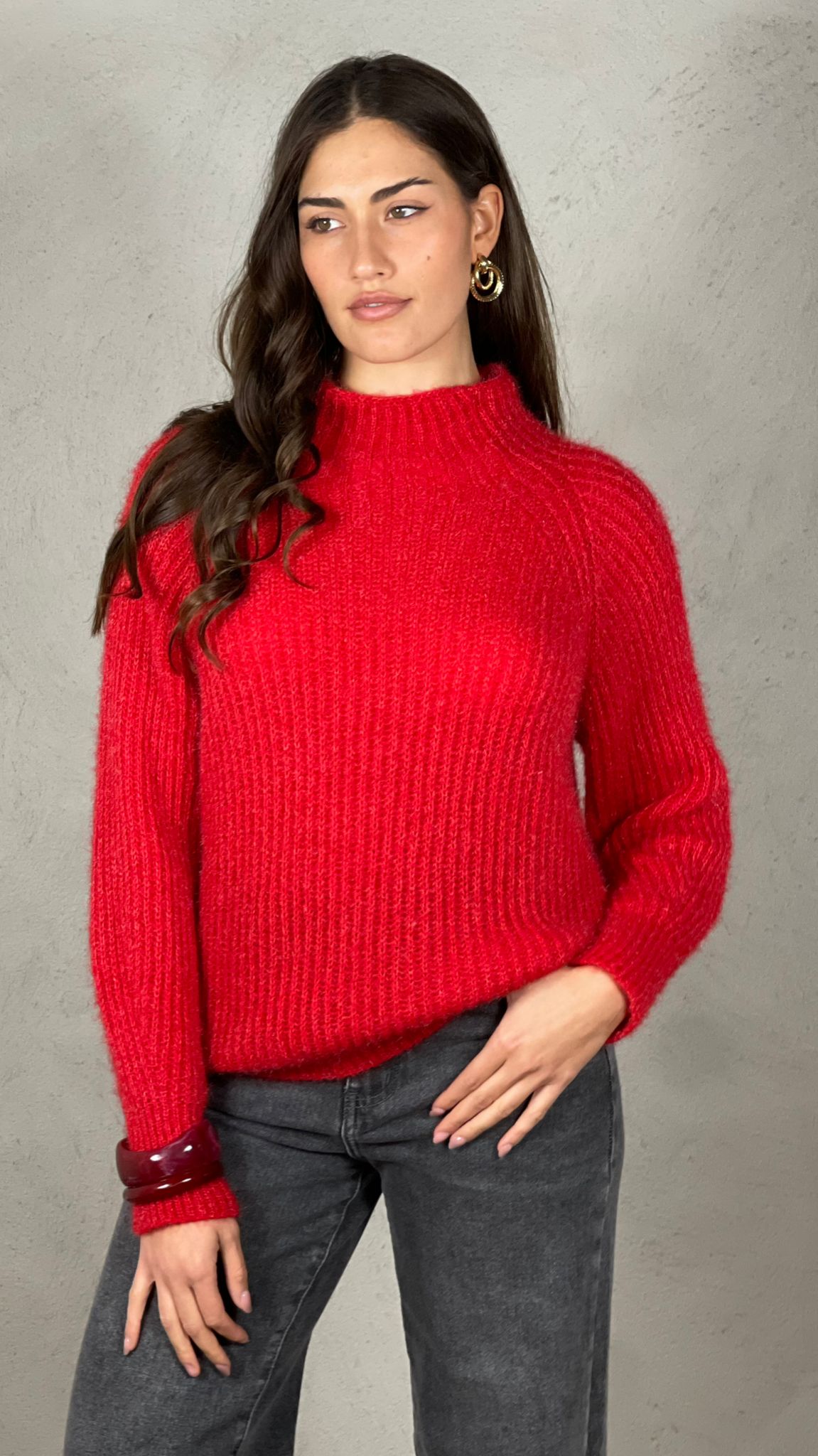 Pullover effetto Mohair collo lupetto