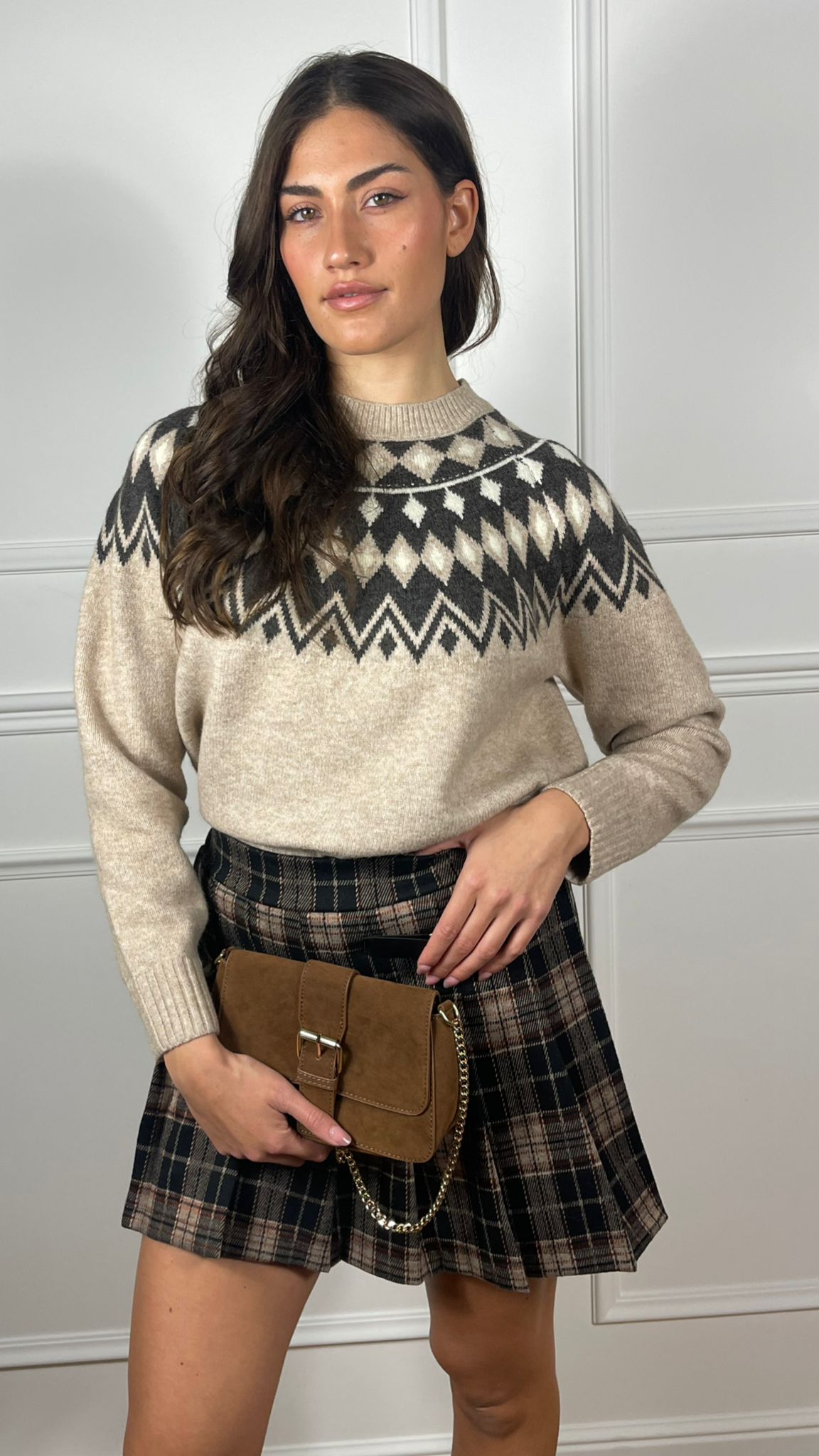 Gonna Pantalone con pieghe scozzese