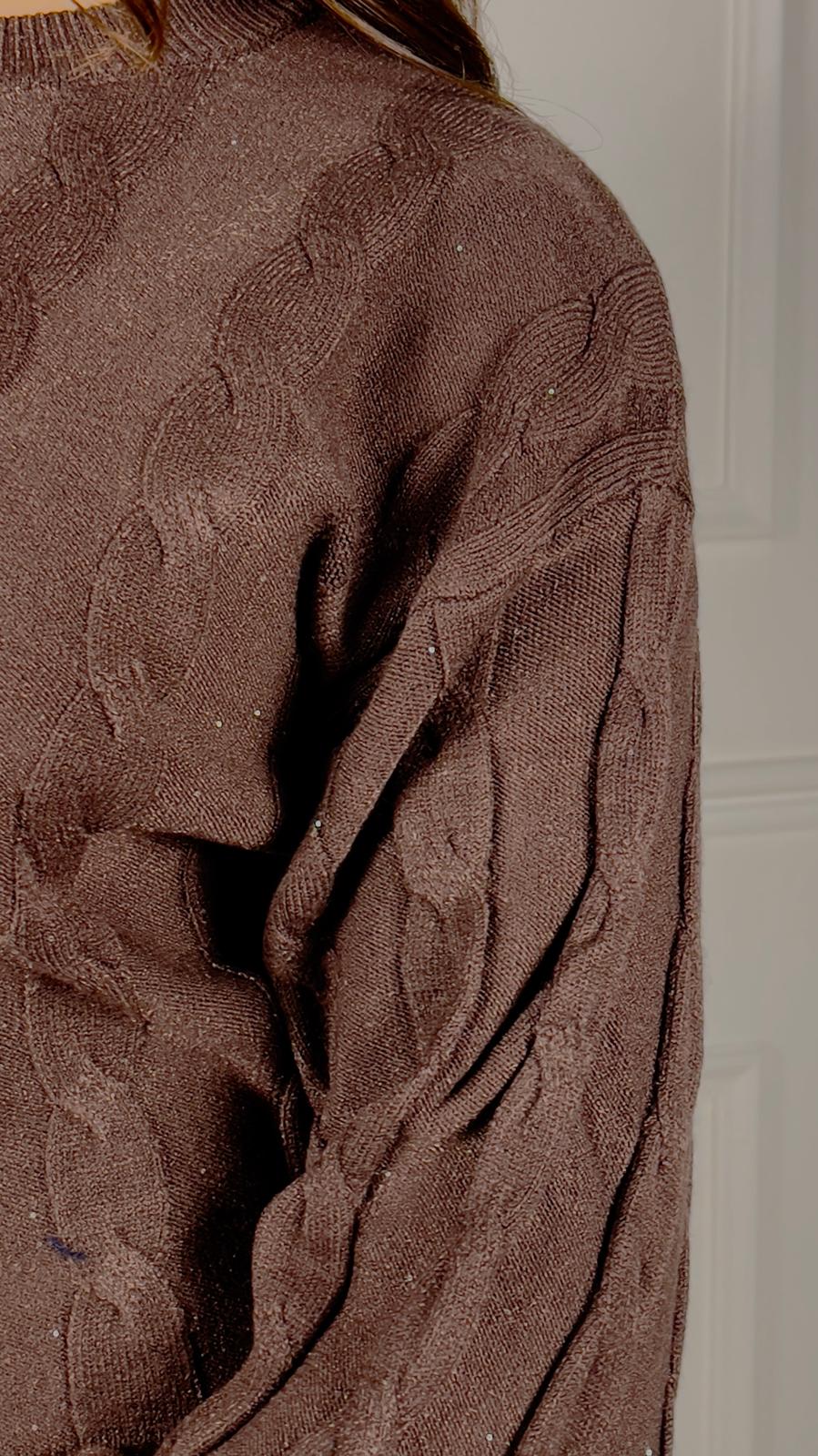 Pullover treccia paillettes