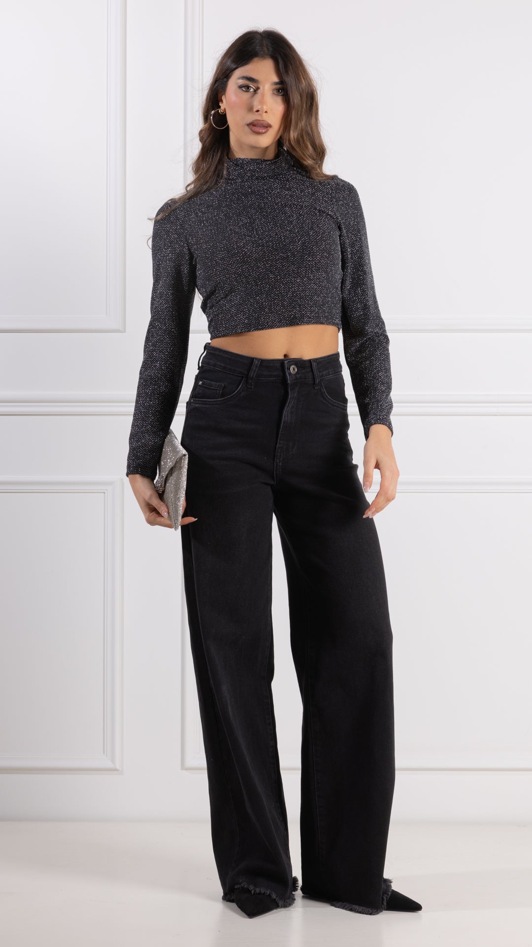 Maglia lupetto lurex|Colore:Nero/argento