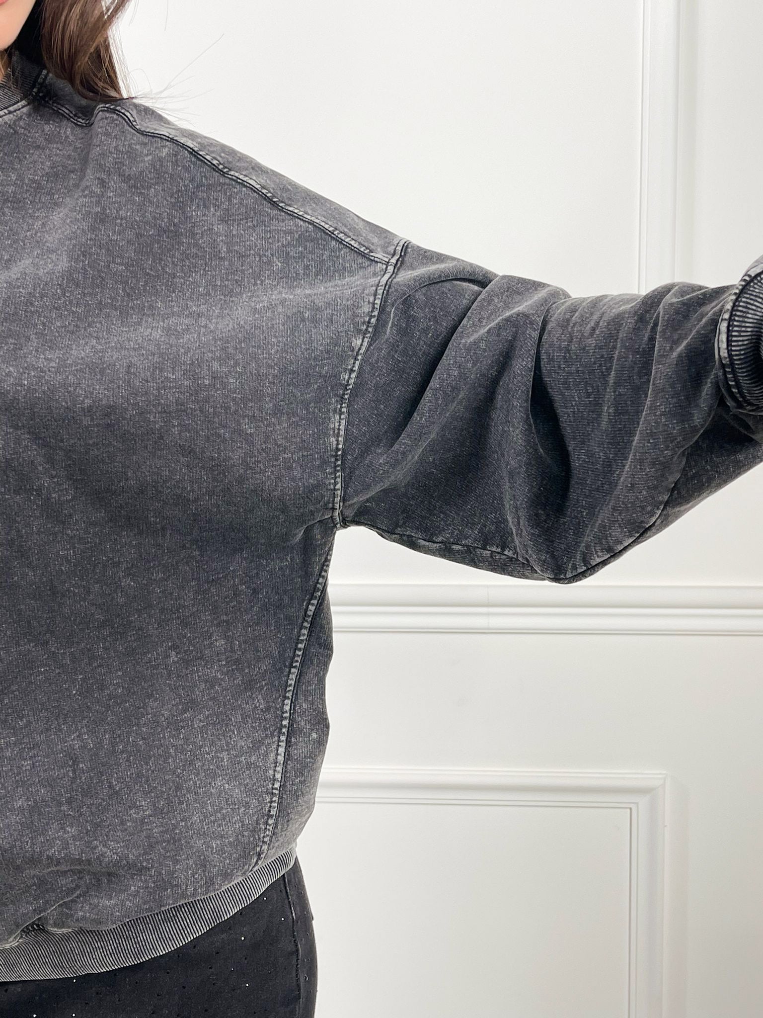 Felpa usa grigio lavato