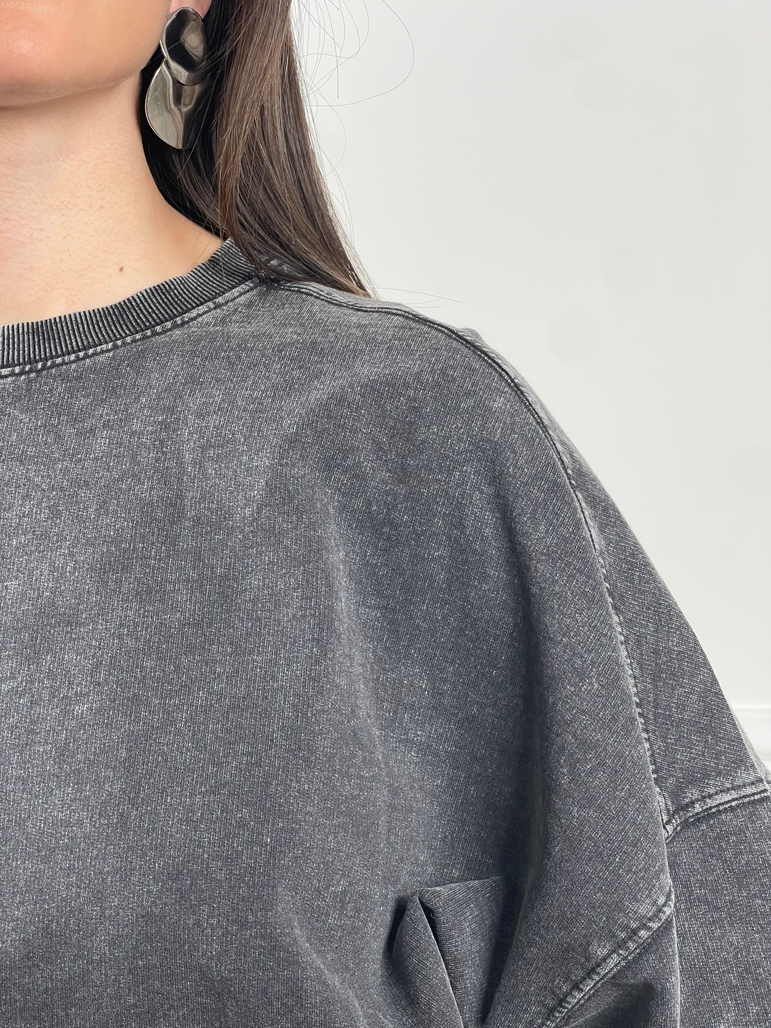 Felpa usa grigio lavato