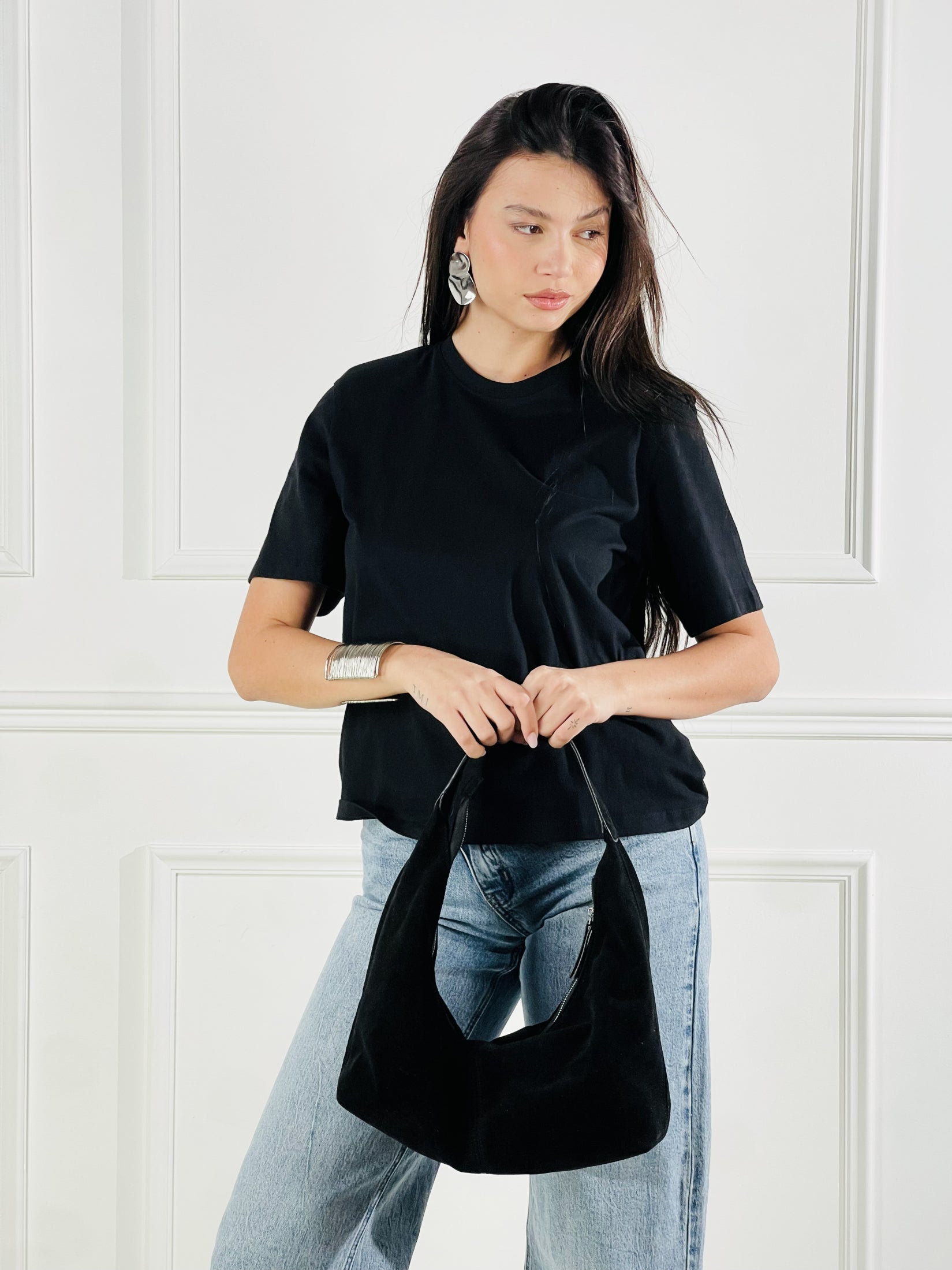T-Shirt spalline|Colore:Nero