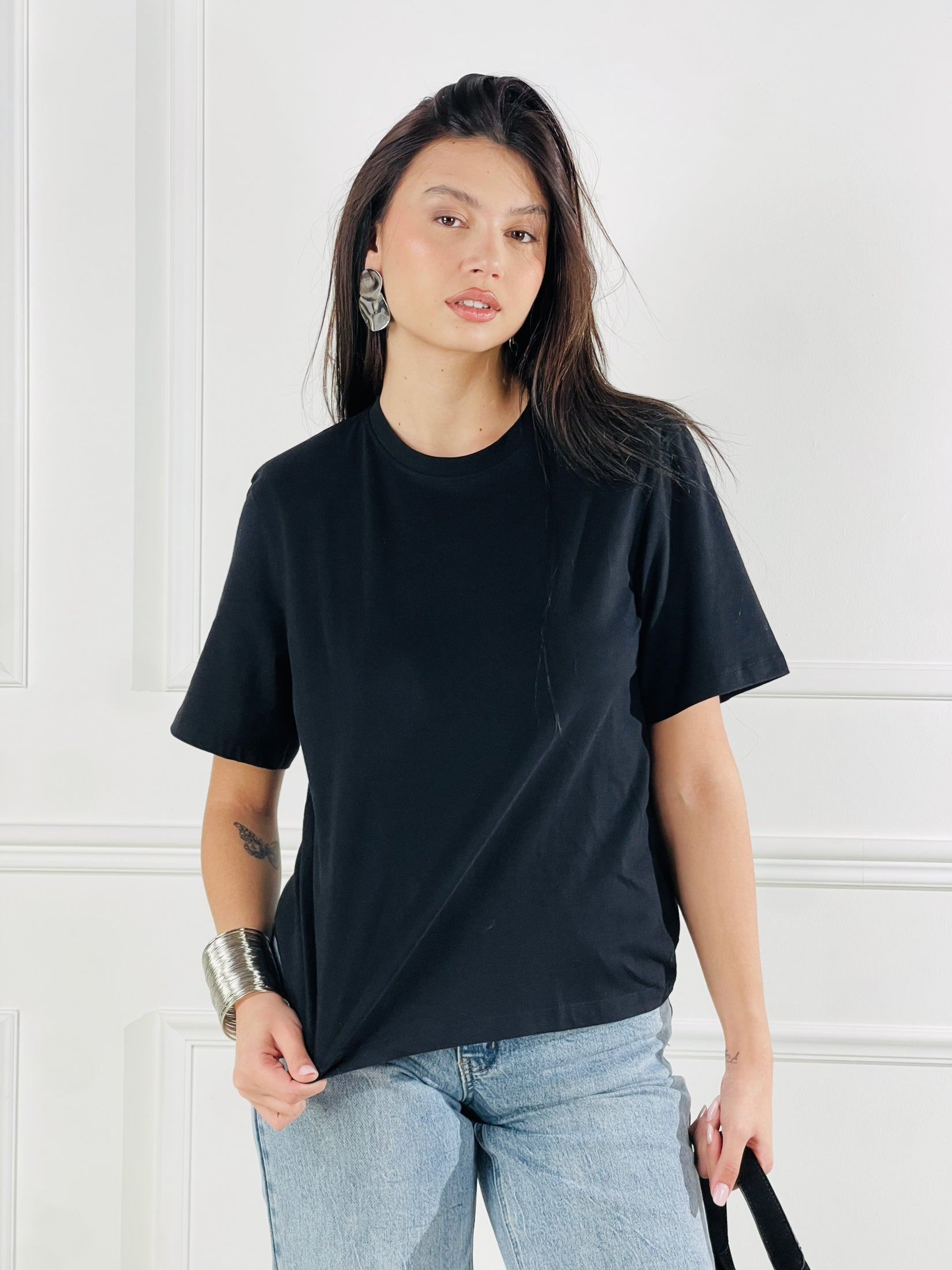 T-Shirt spalline|Colore:Nero