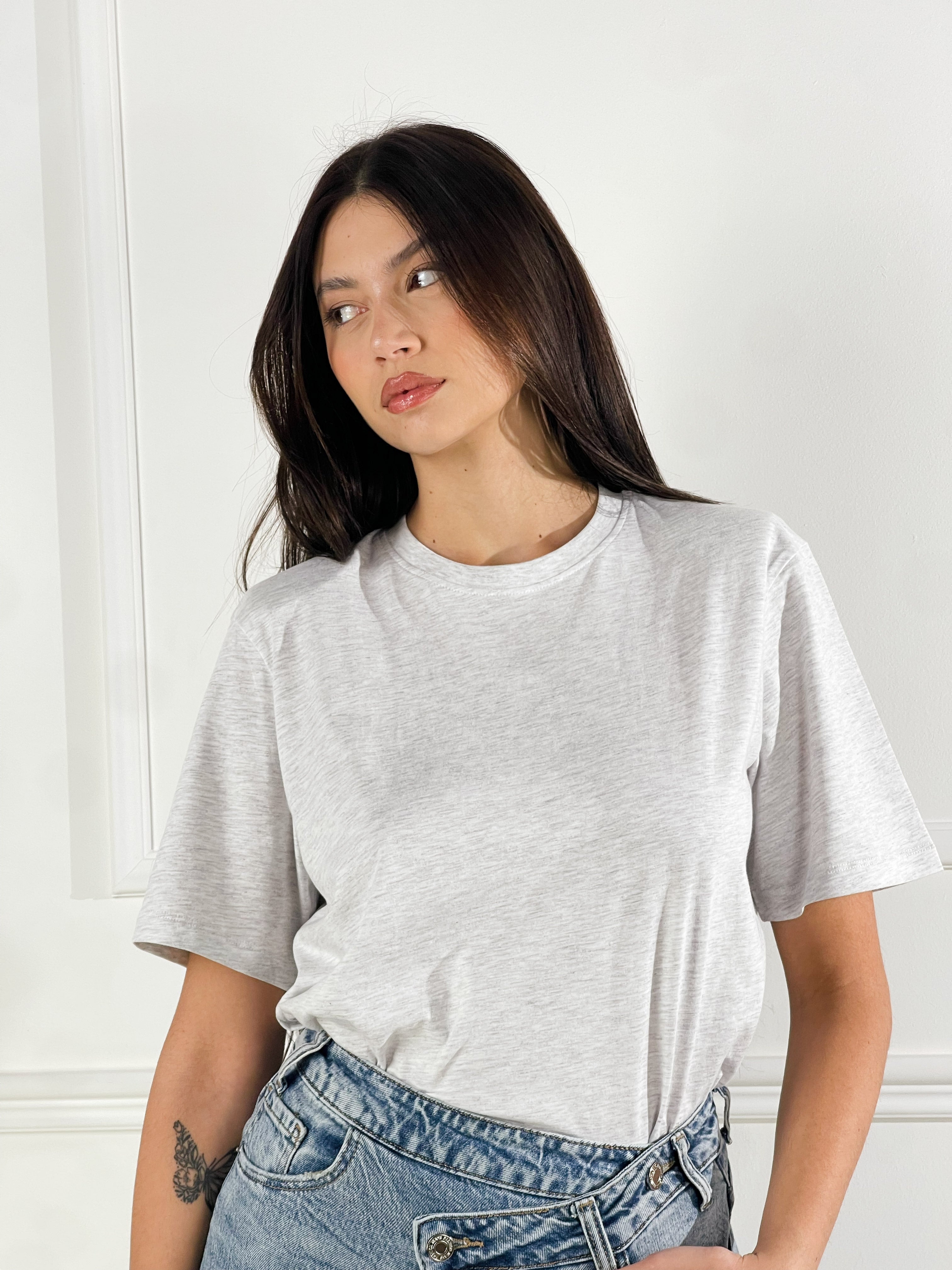 T-Shirt spalline|Colore:Grigio melange chiaro