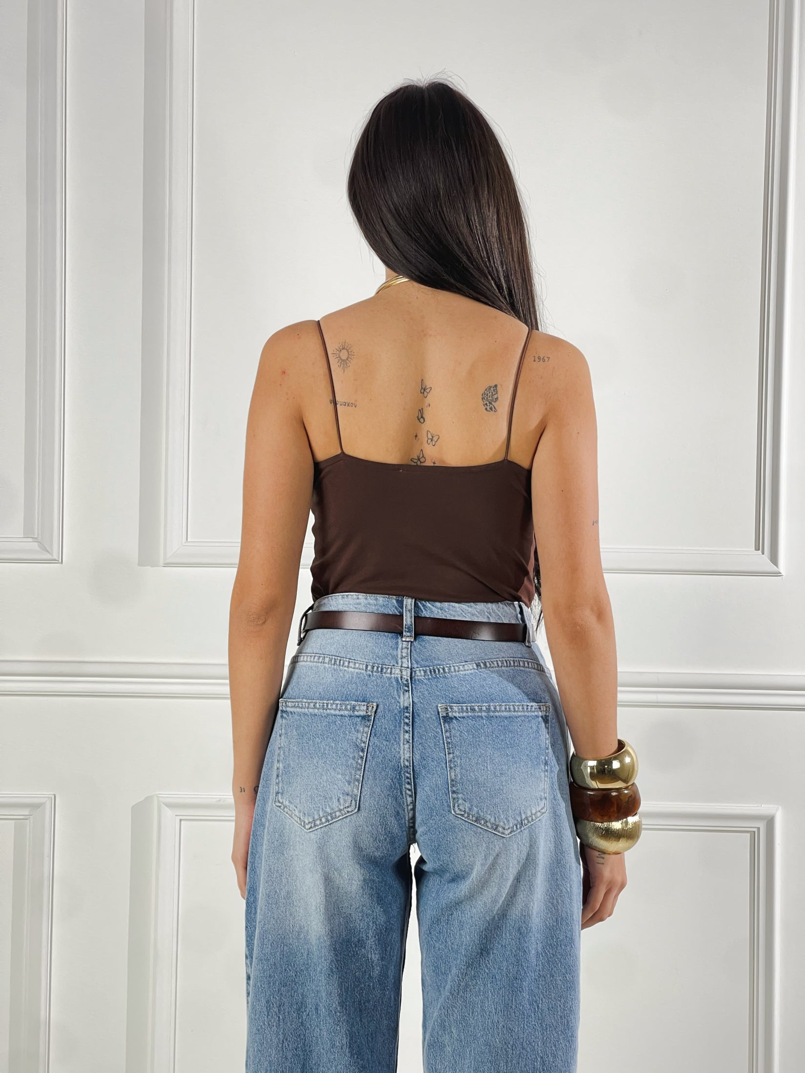 Top Crop Bretelle sottili|Colore:Cioccolato