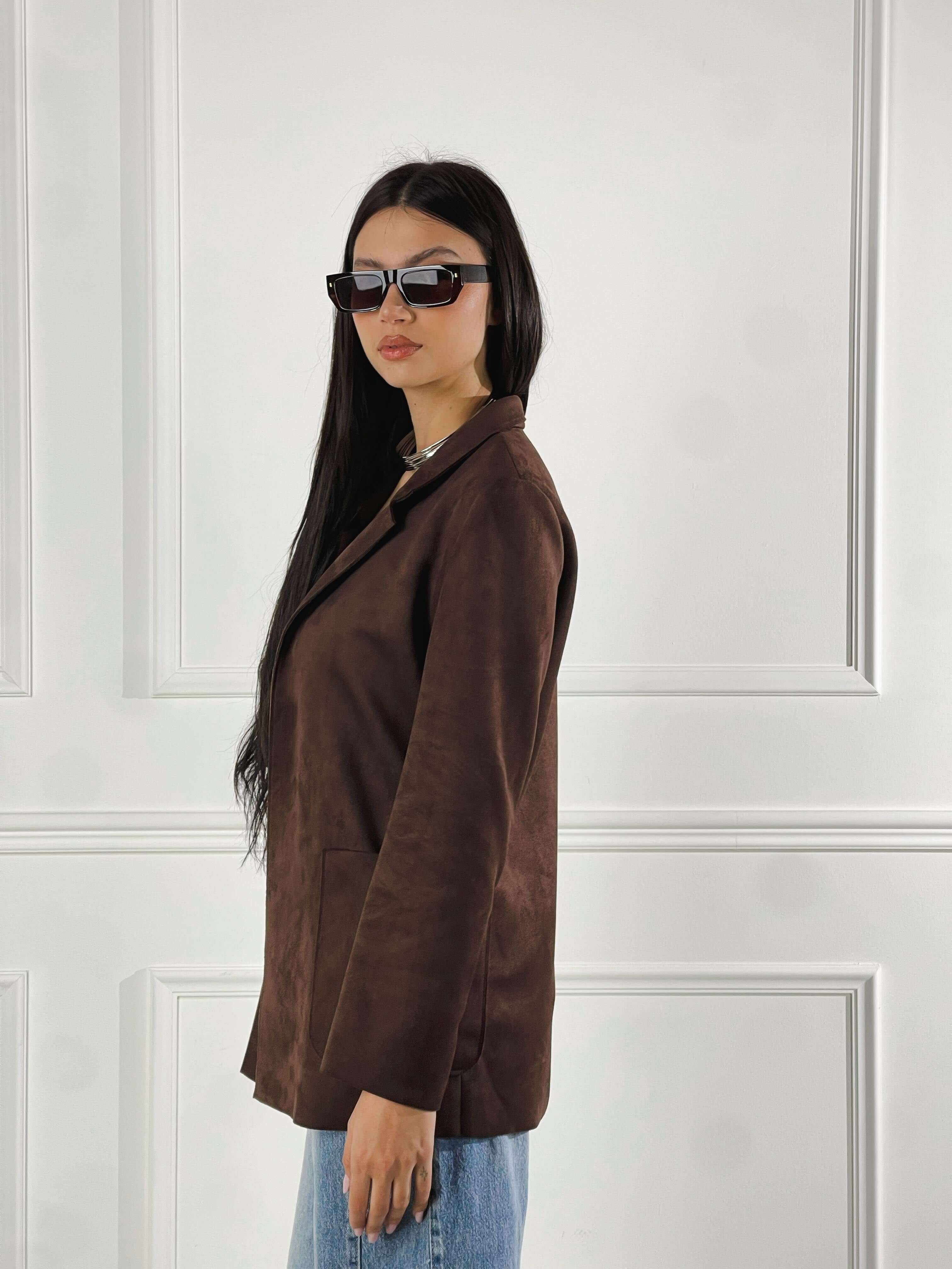 Blazer effetto scamosciato|Colore:Marrone