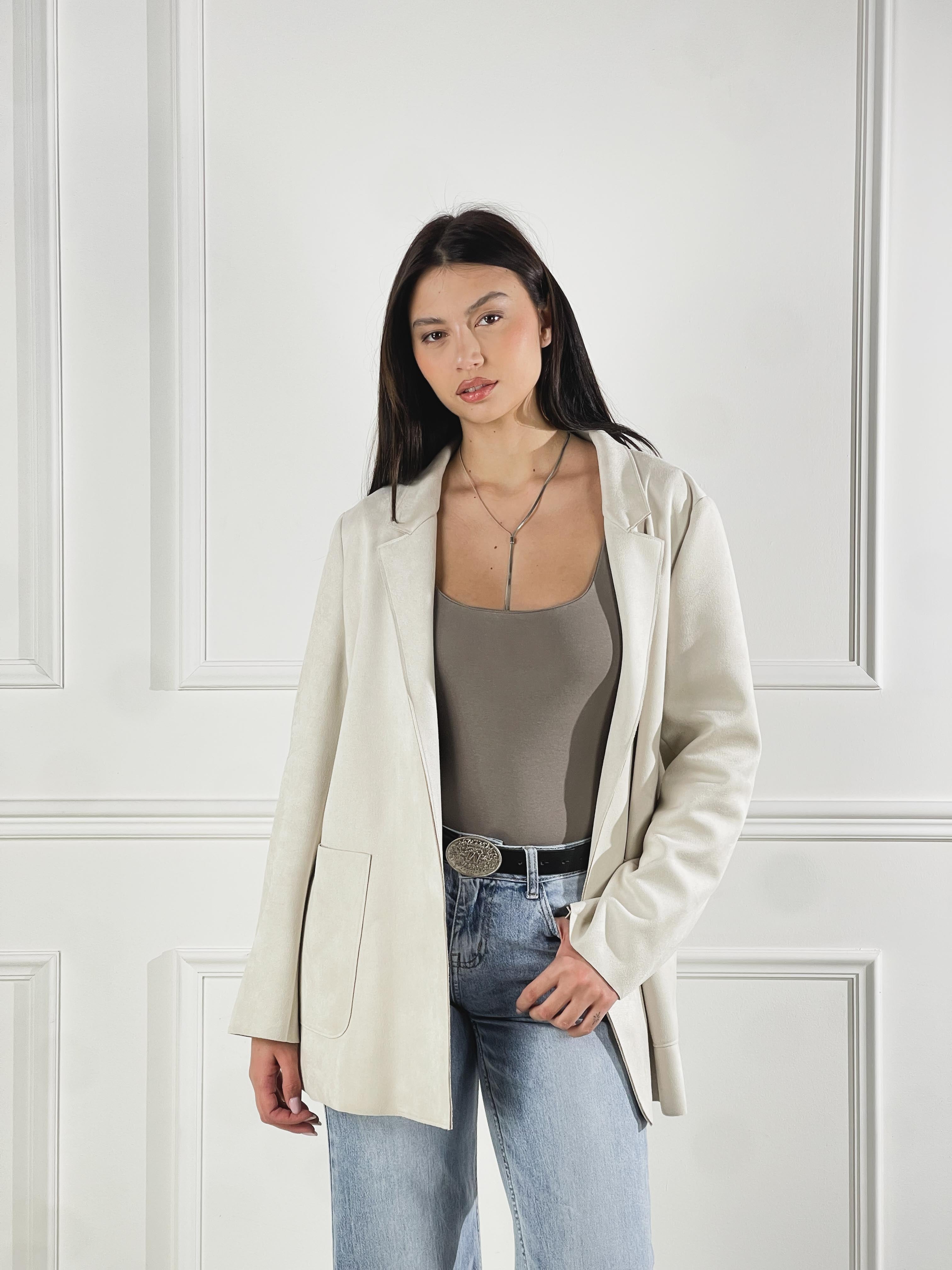 Blazer effetto scamosciato|Colore:Ecru