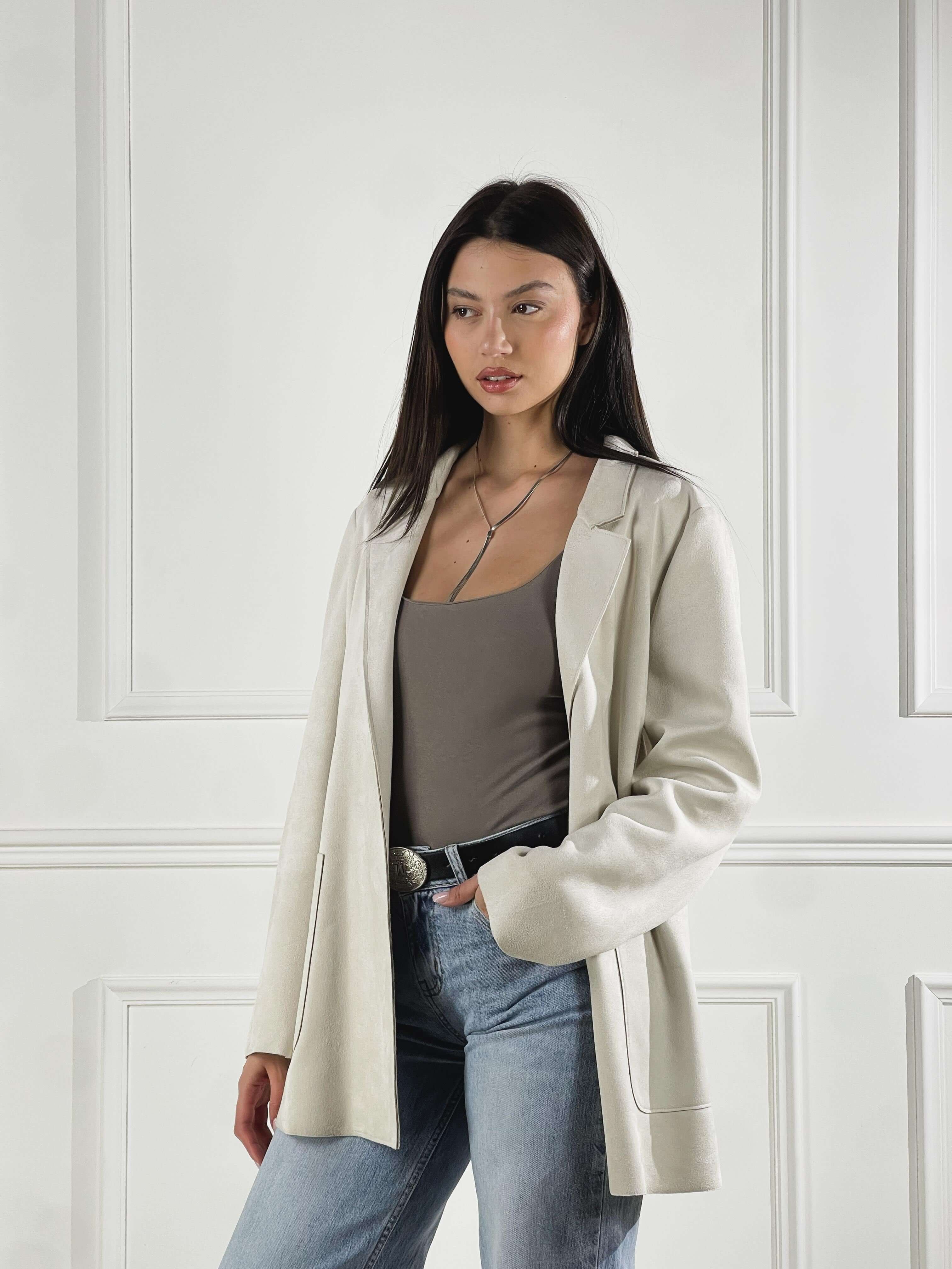 Blazer effetto scamosciato|Colore:Ecru