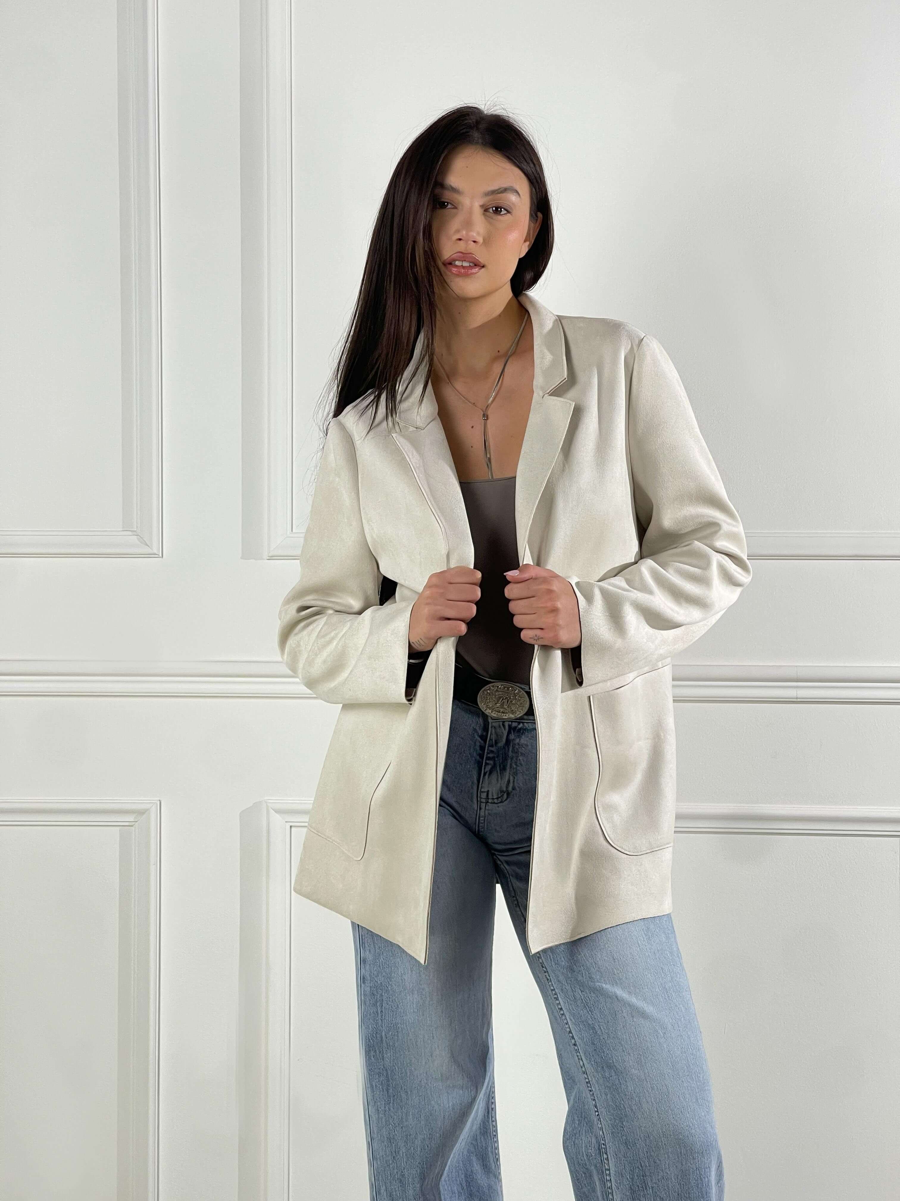 Blazer effetto scamosciato|Colore:Ecru