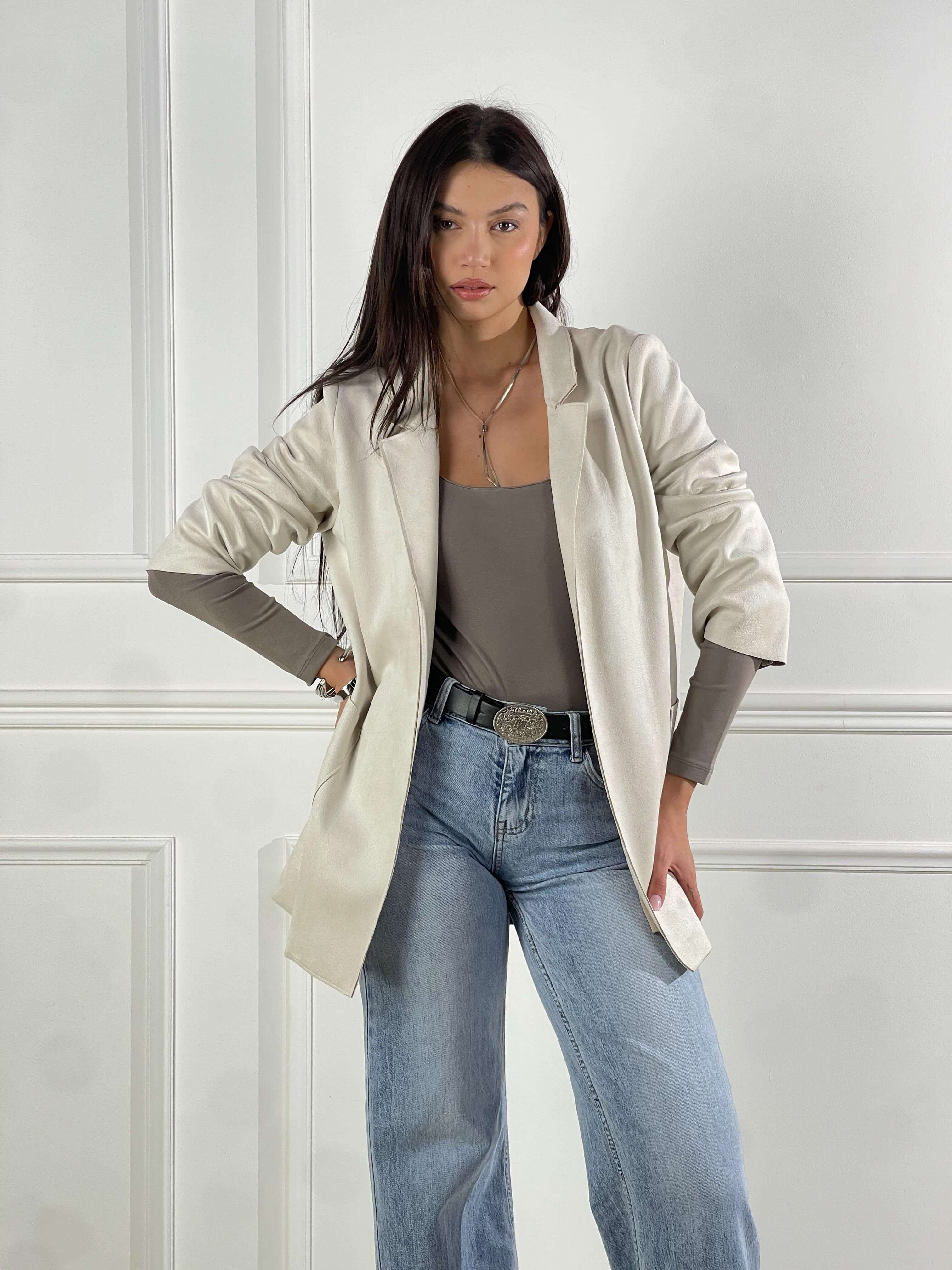 Blazer effetto scamosciato|Colore:Ecru