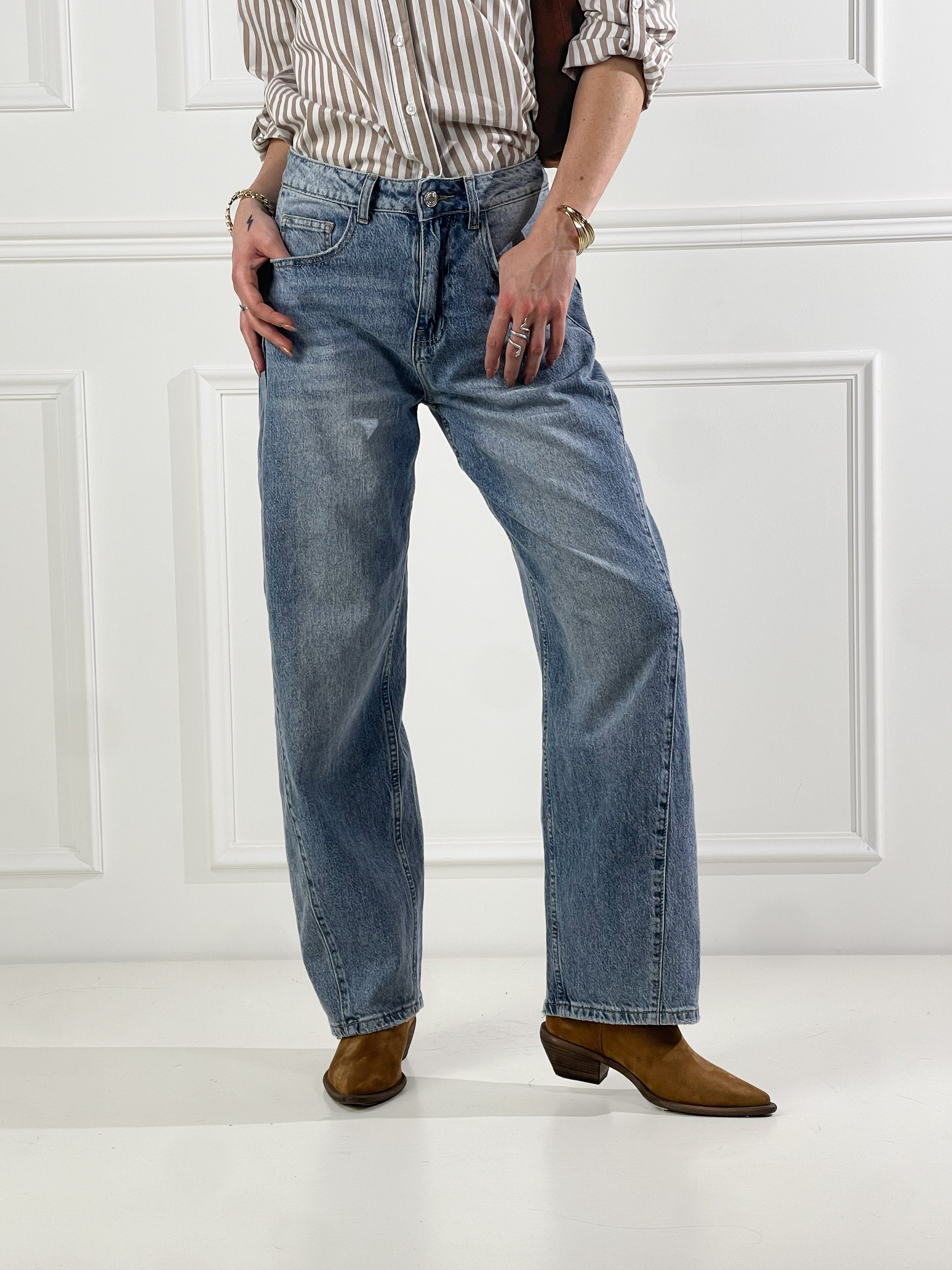 Jeans con cuciture laterali|Colore:Jeans