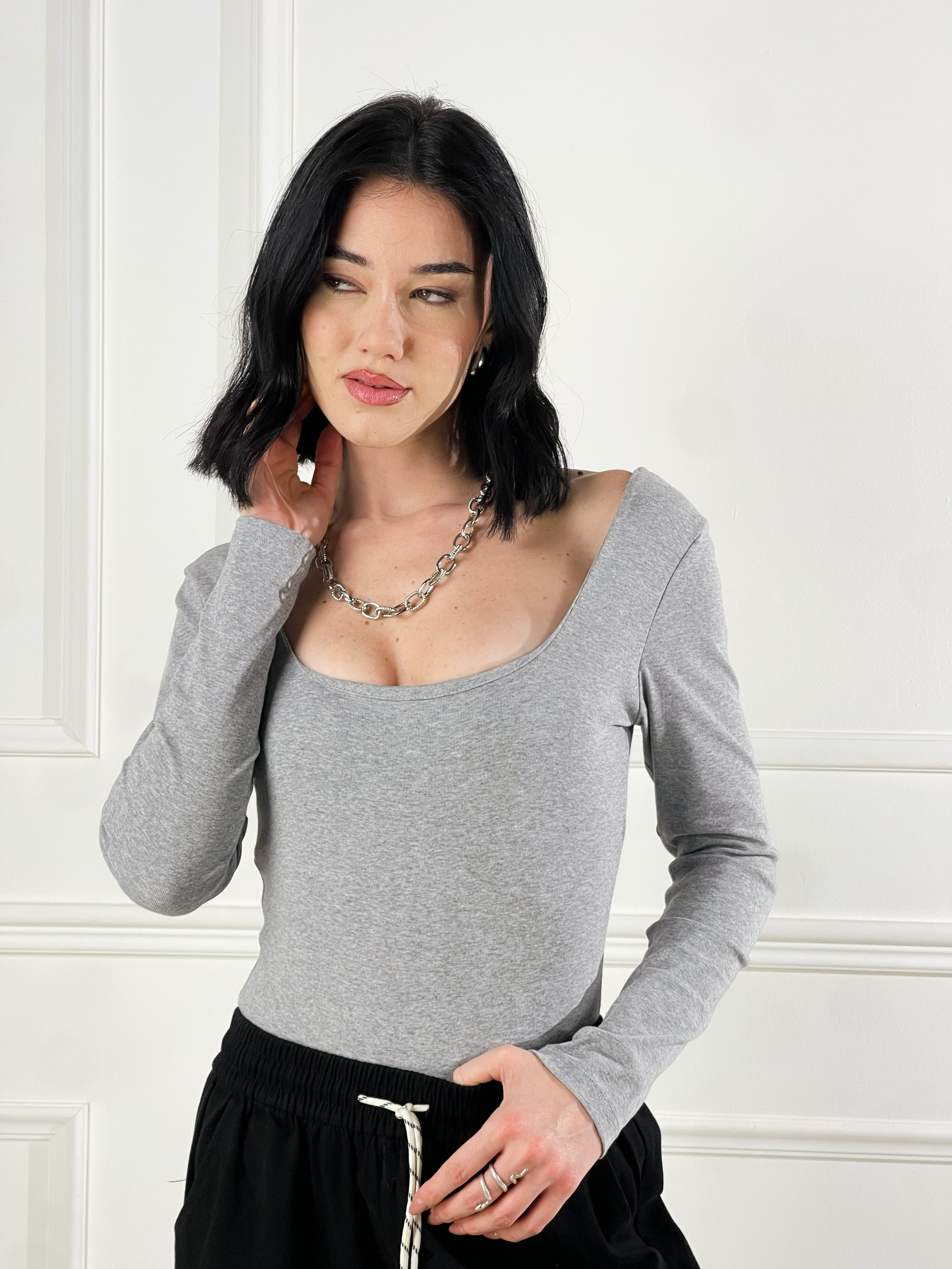 Body Scollo quadrato|Colore:Grigio