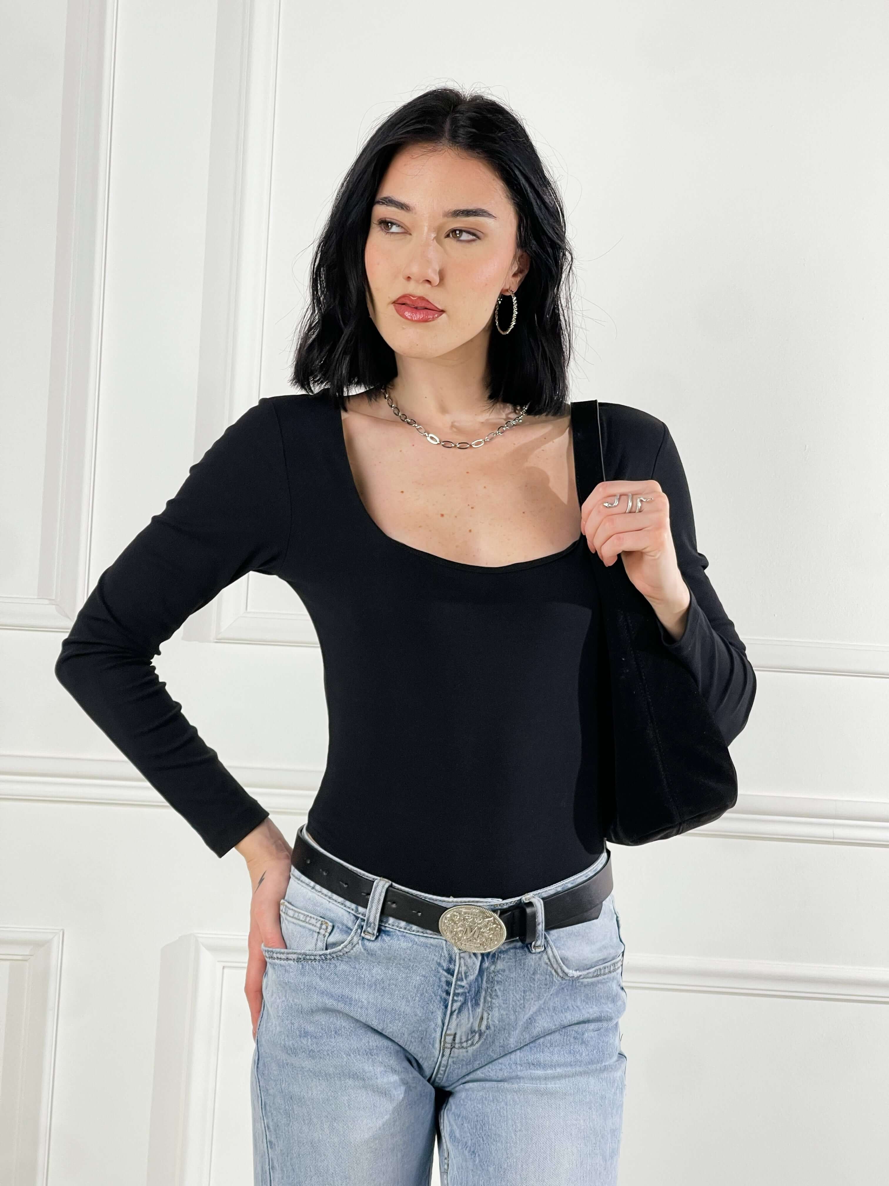 Body Scollo quadrato|Colore:Nero