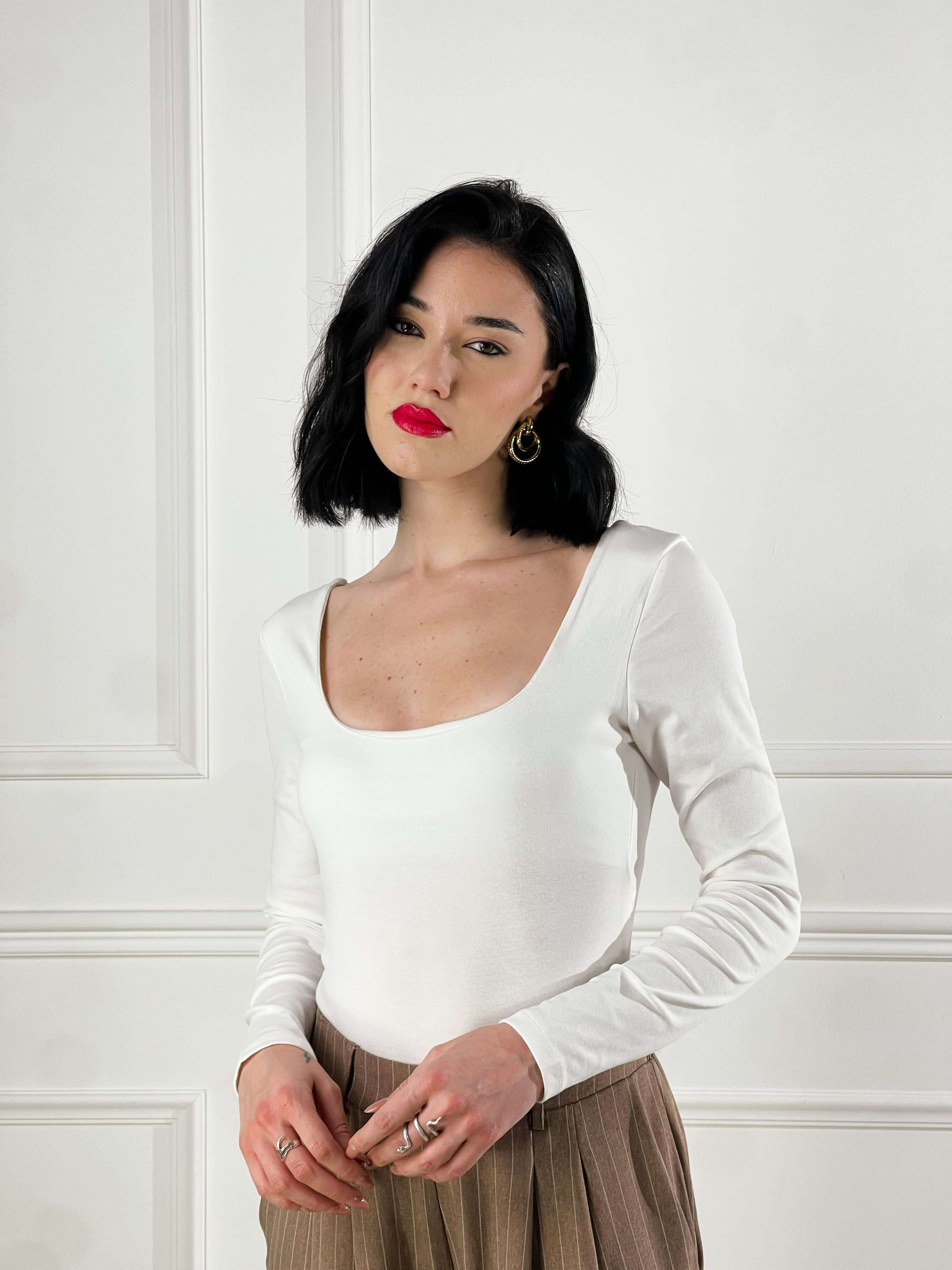 Body Scollo quadrato|Colore:Bianco