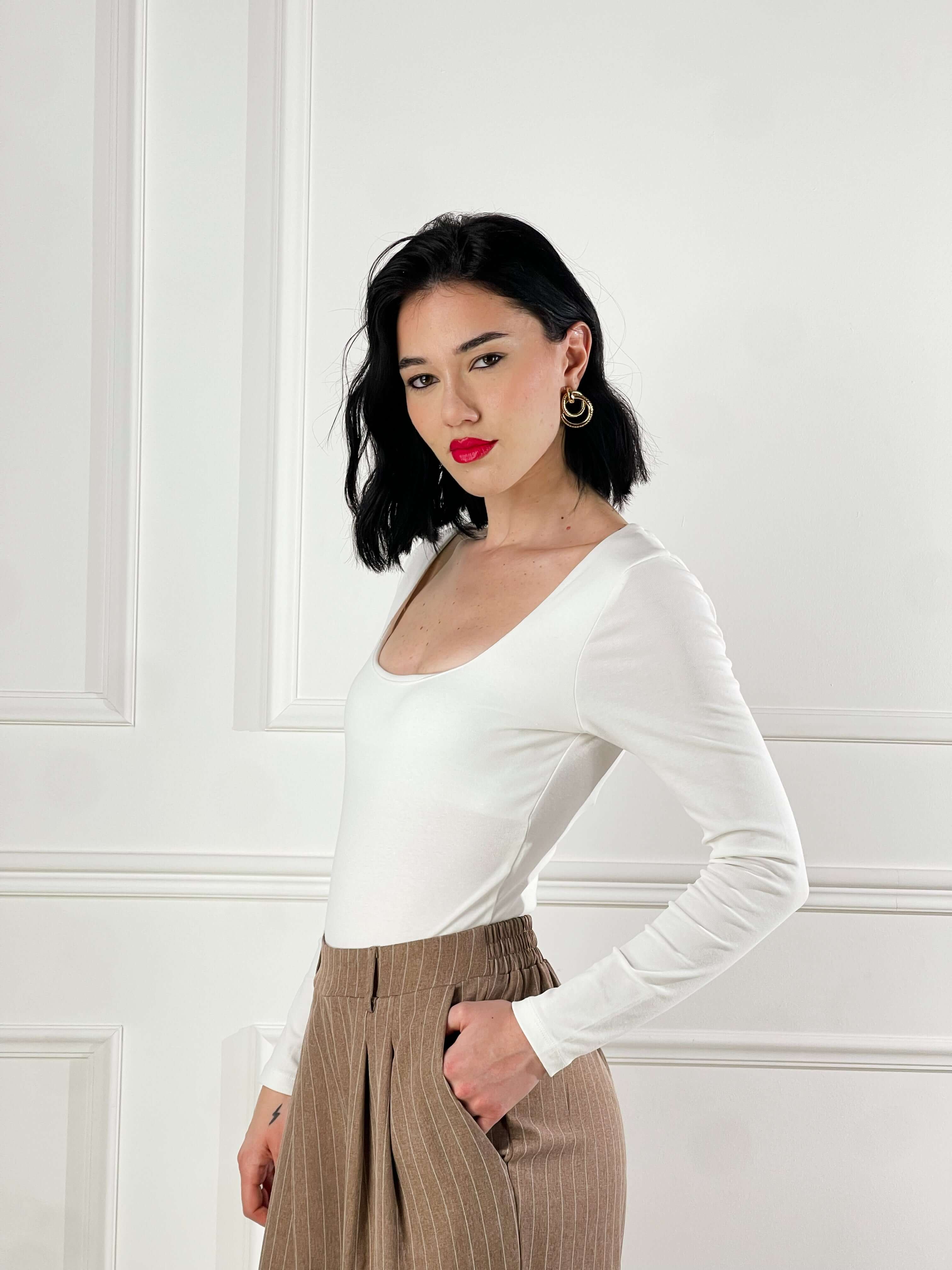 Body Scollo quadrato|Colore:Bianco