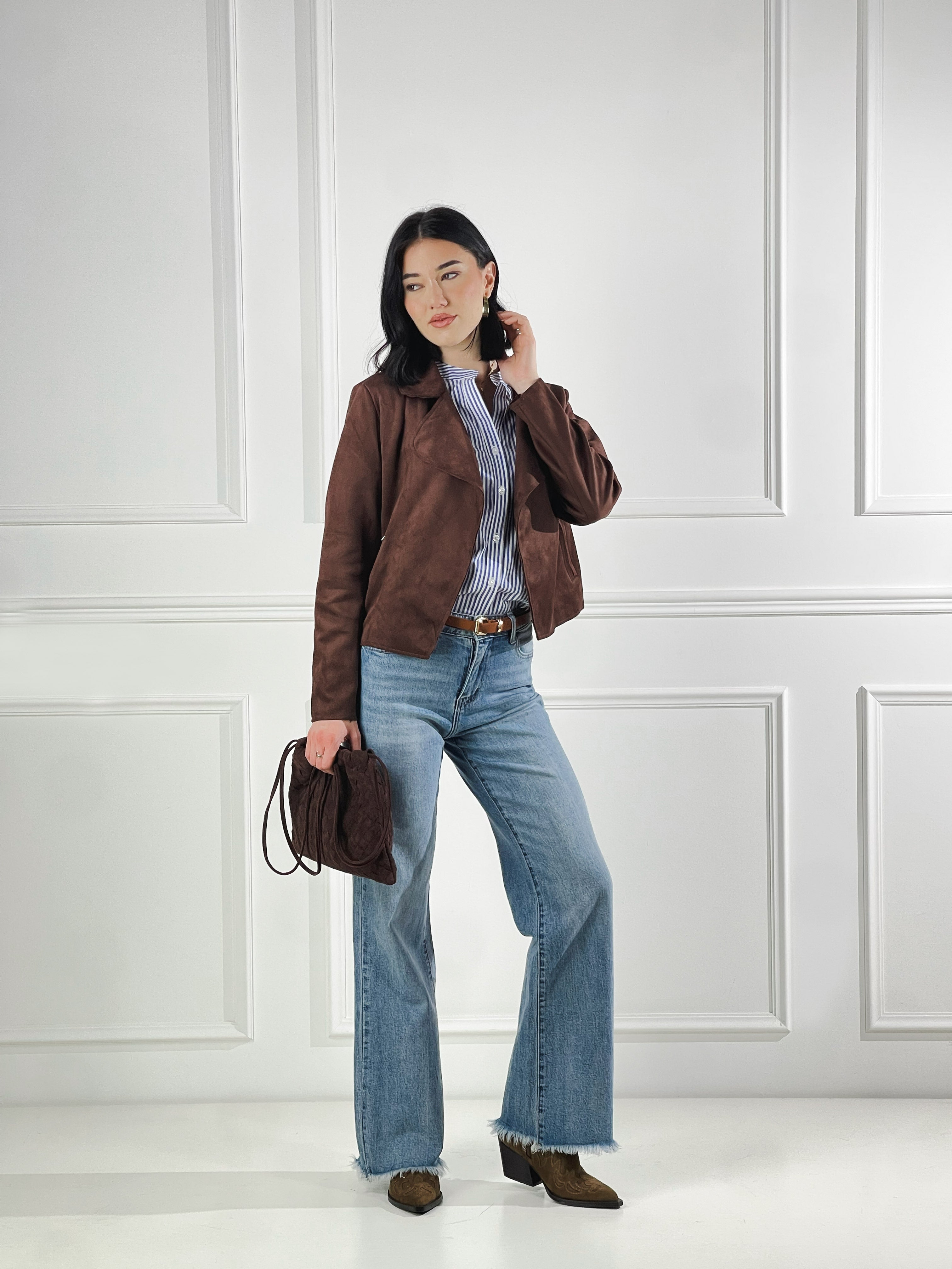 Giacca collo reverse|Colore:Marrone