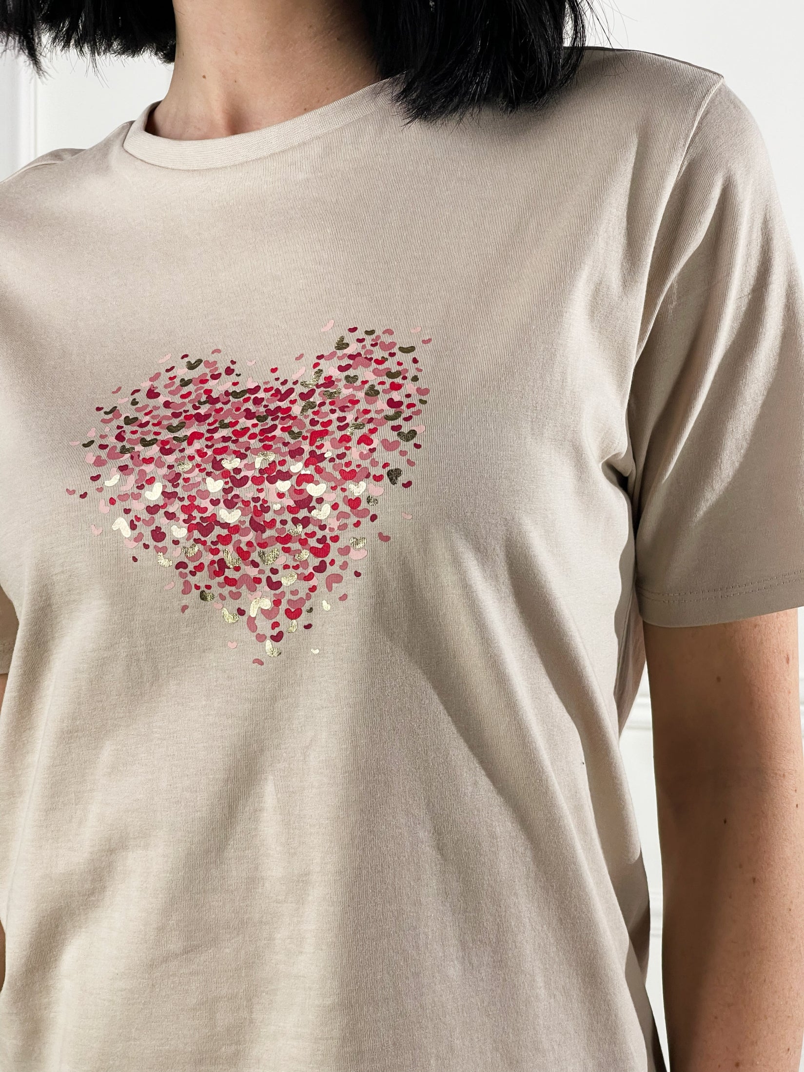 T-Shirt micro cuoricini|Colore:Corda