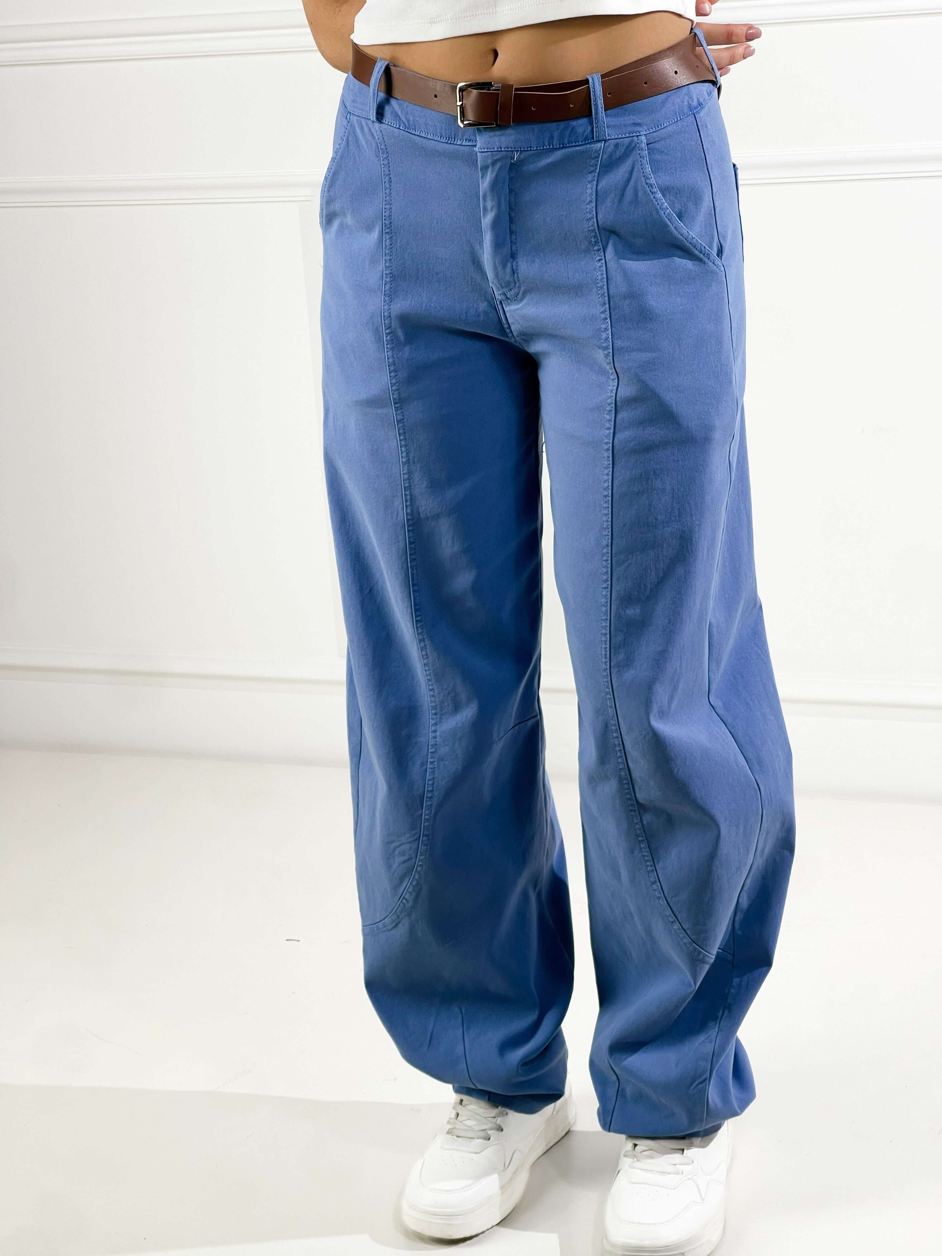 Pantalone Barrel  colorato con cinta|Colore:Avion