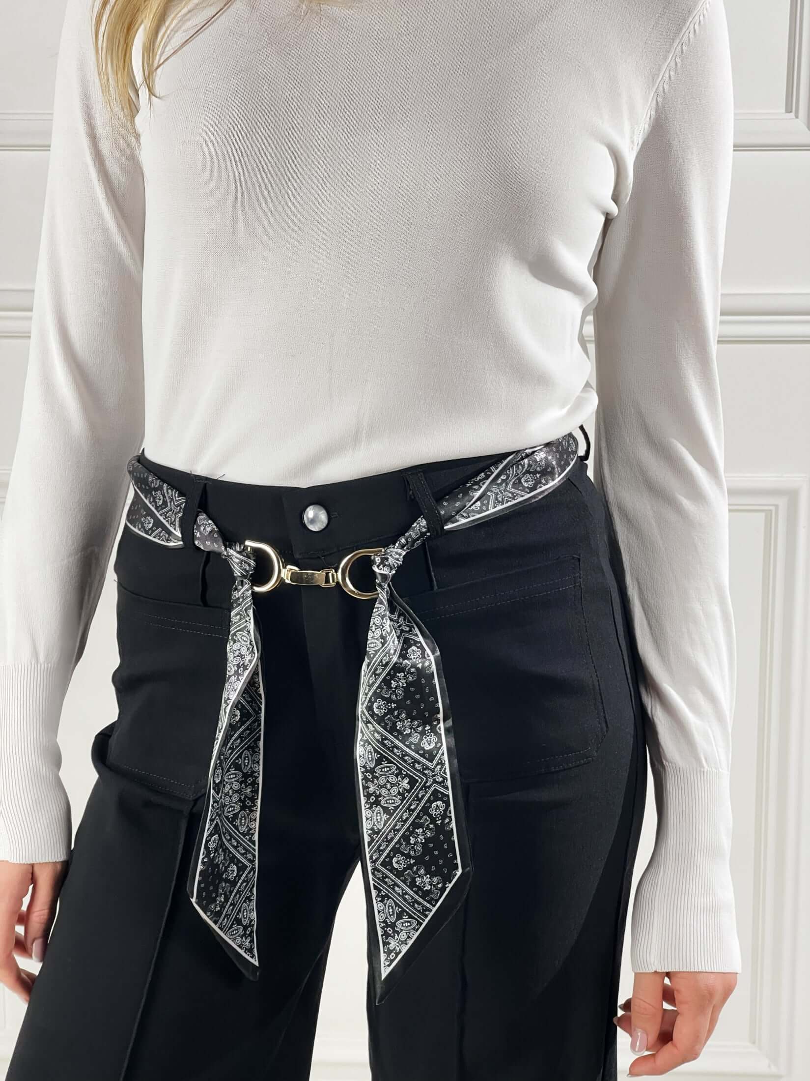 Pantaloni con foulard in vita|Colore:Nero