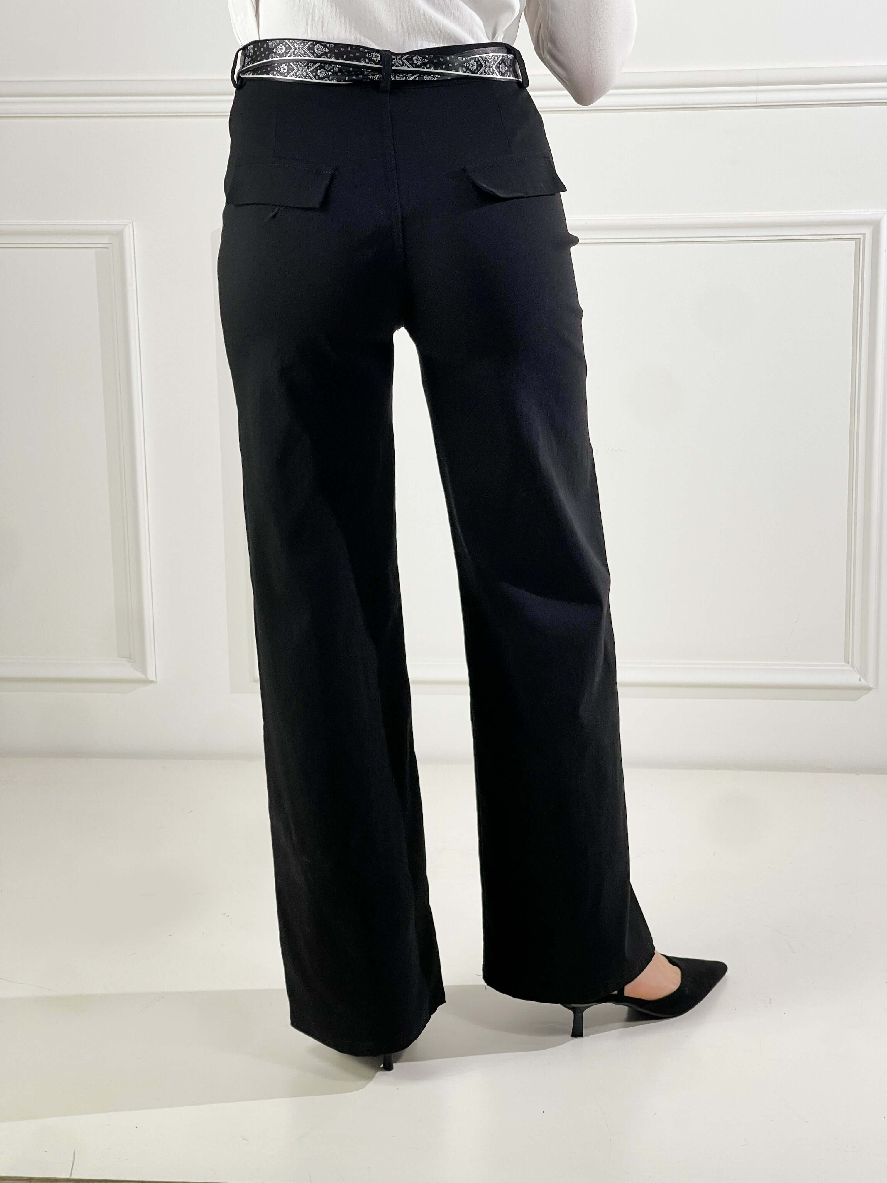 Pantaloni con foulard in vita|Colore:Nero