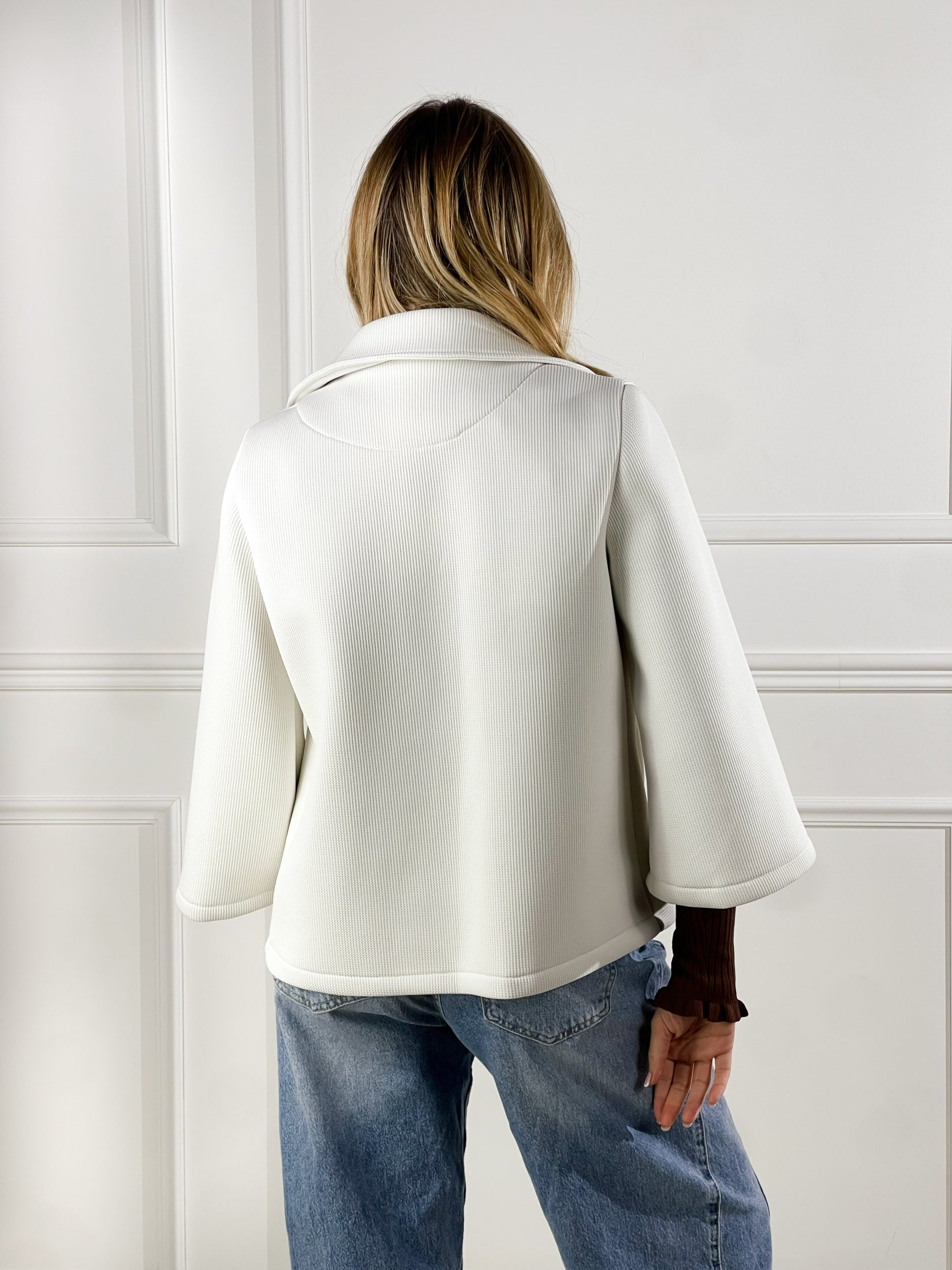Cappotto con collo giacca|Colore:Panna