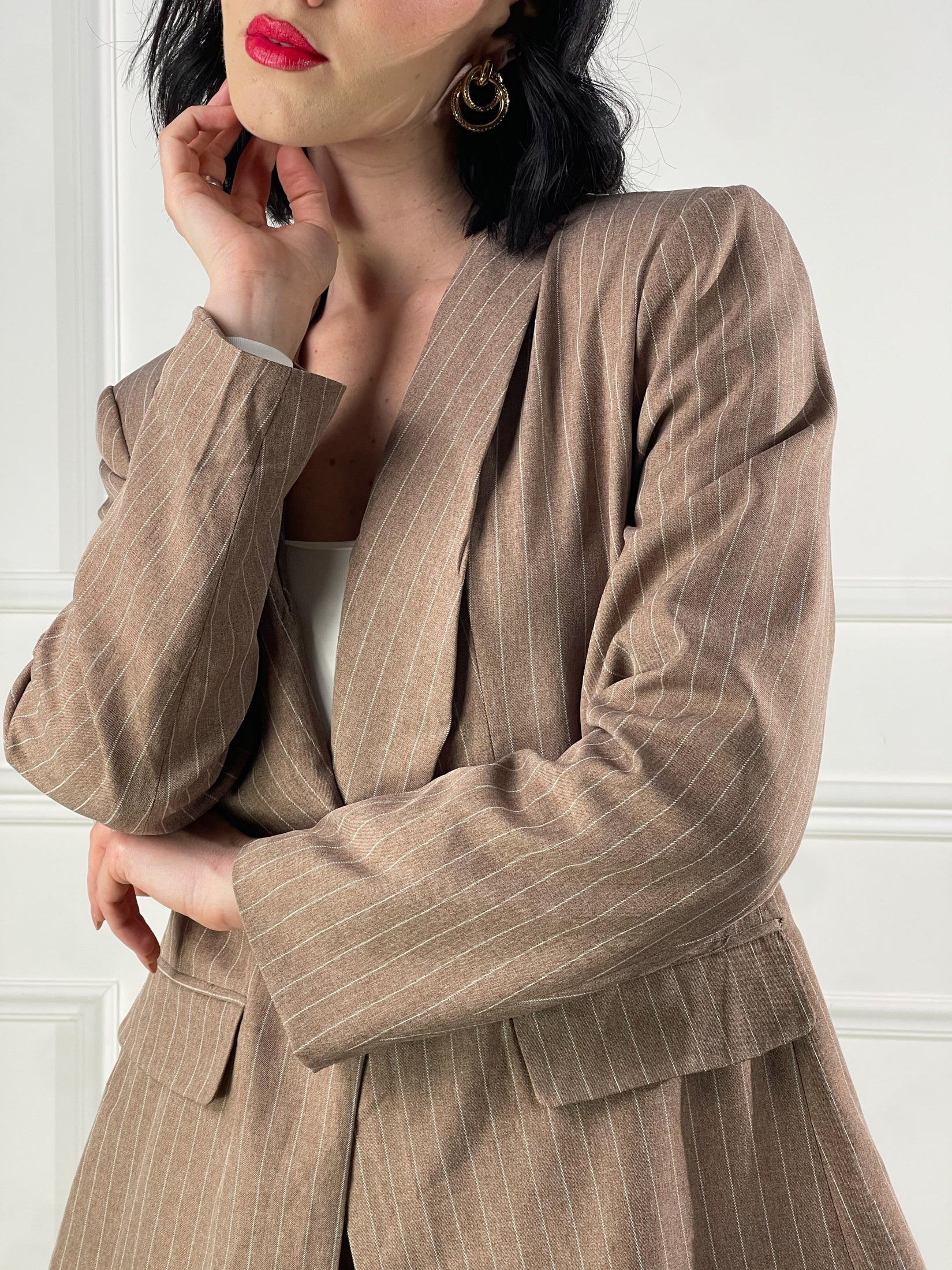 Blazer gessato|Colore:Kaki