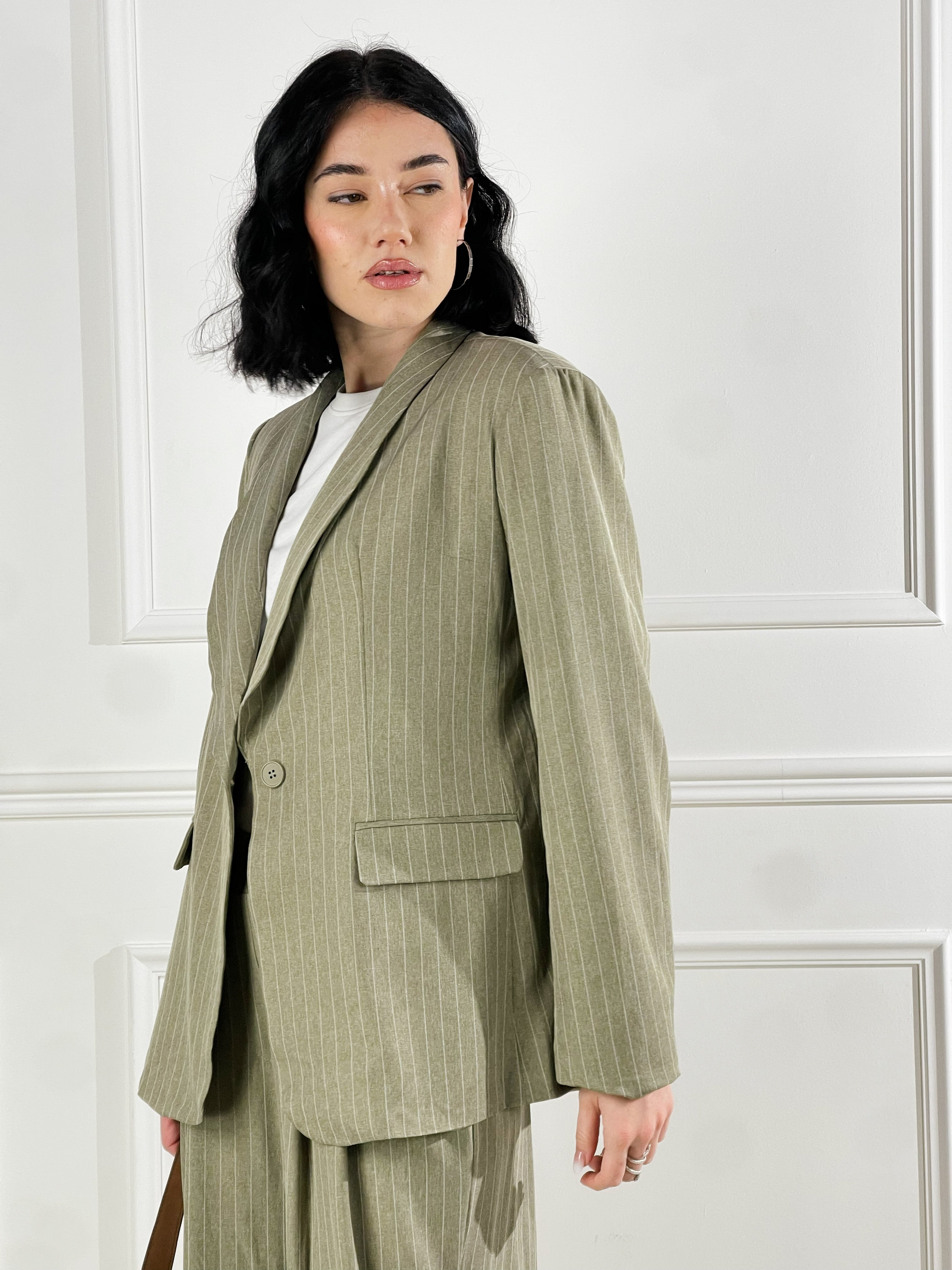 Blazer gessato|Colore:Verde
