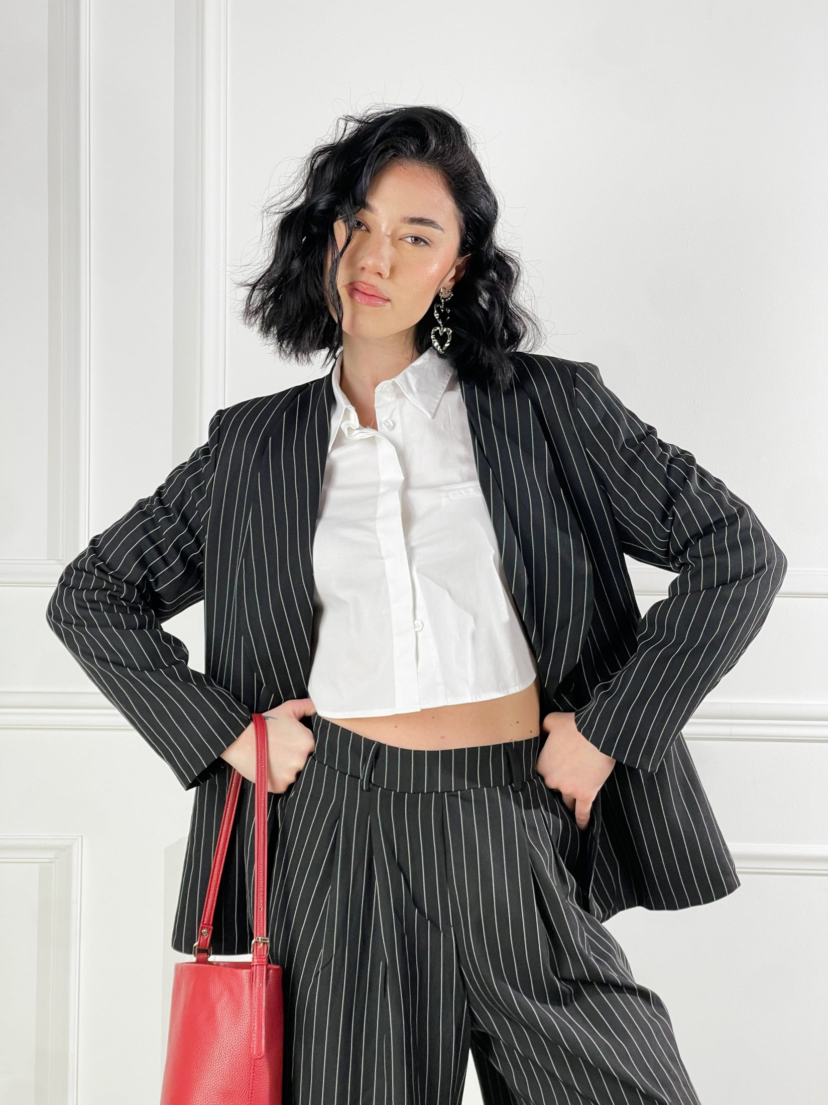 Blazer gessato|Colore:Nero