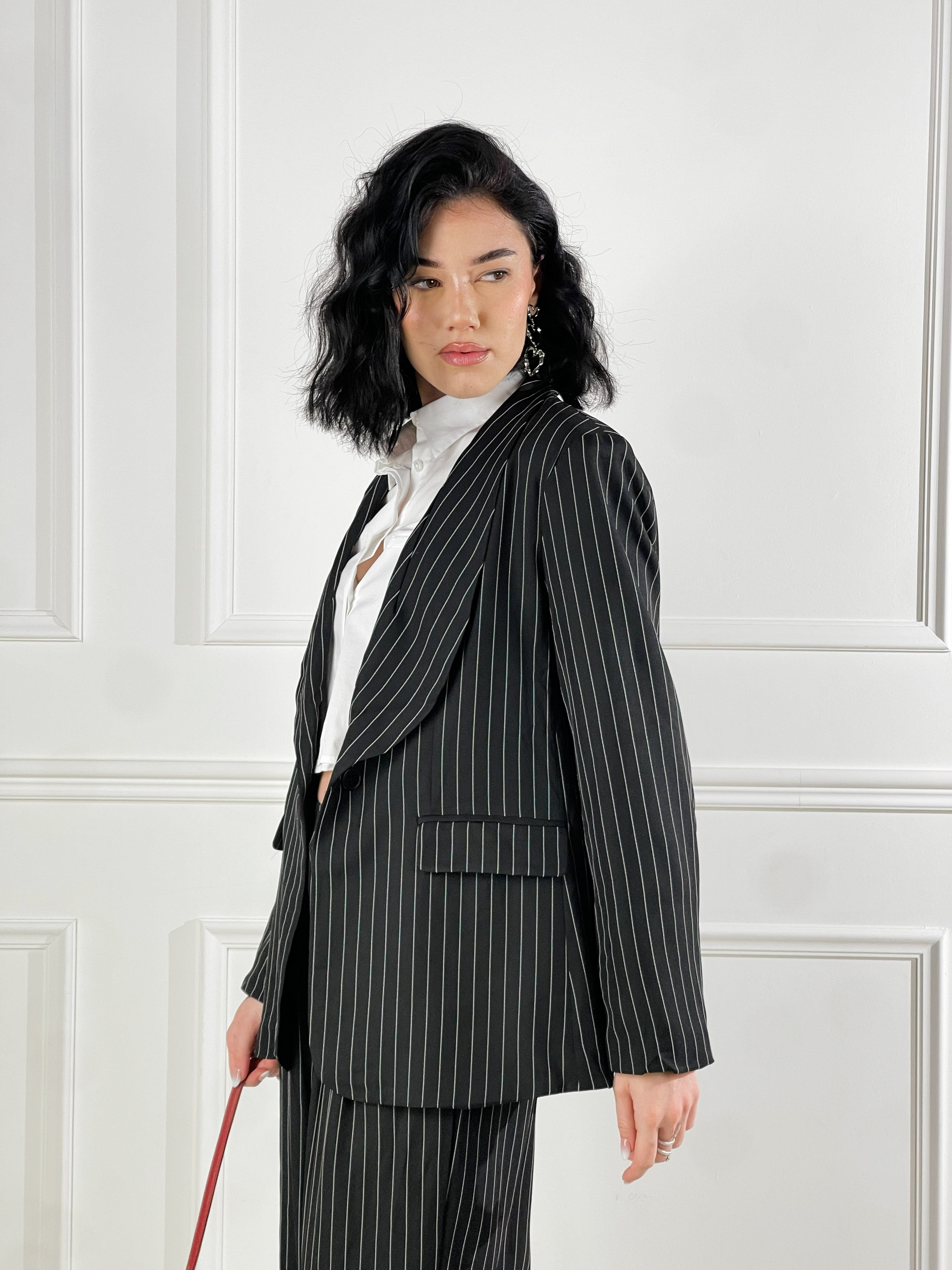 Blazer gessato|Colore:Nero
