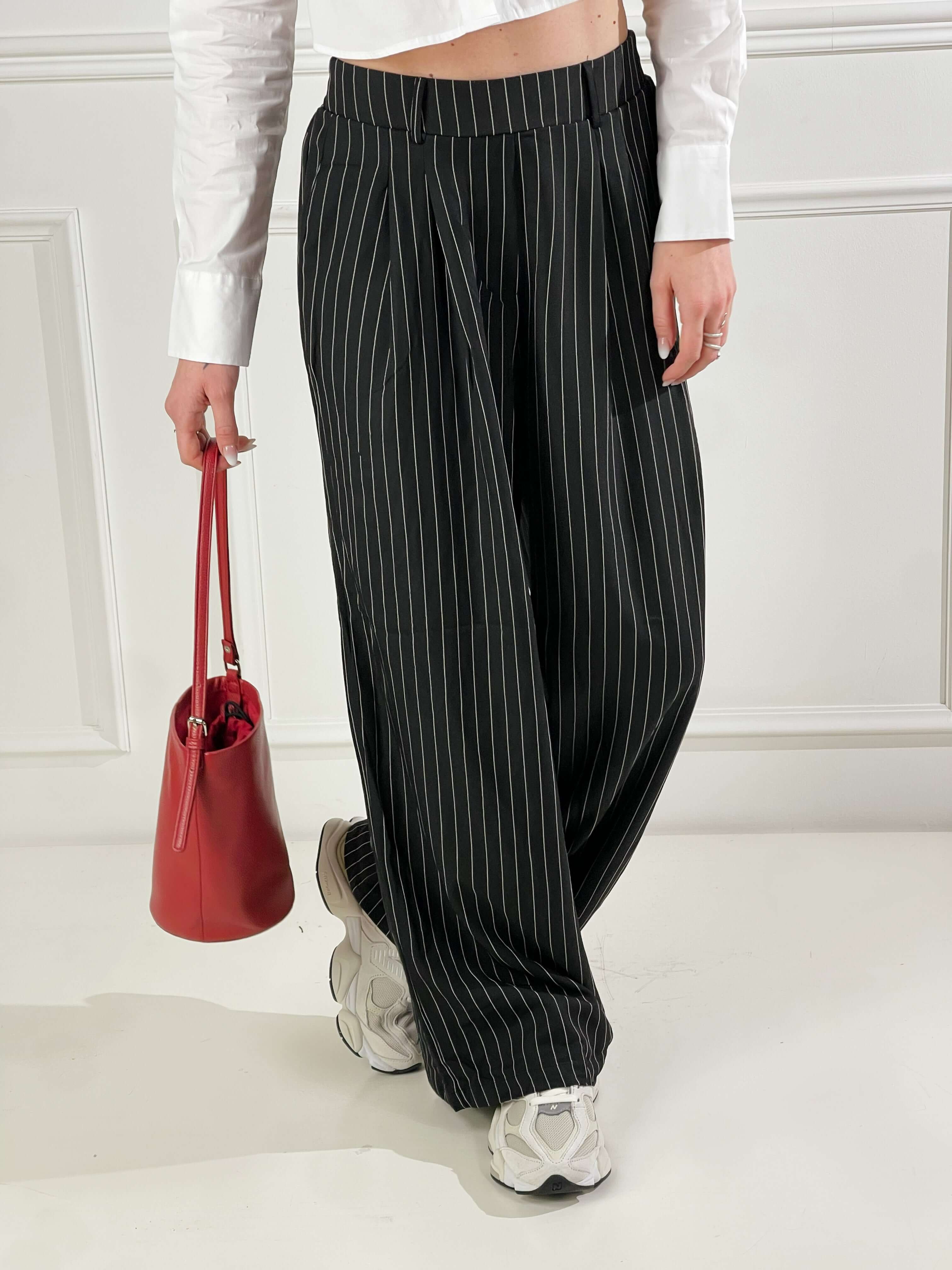 Pantalone Gessato|Colore:Nero