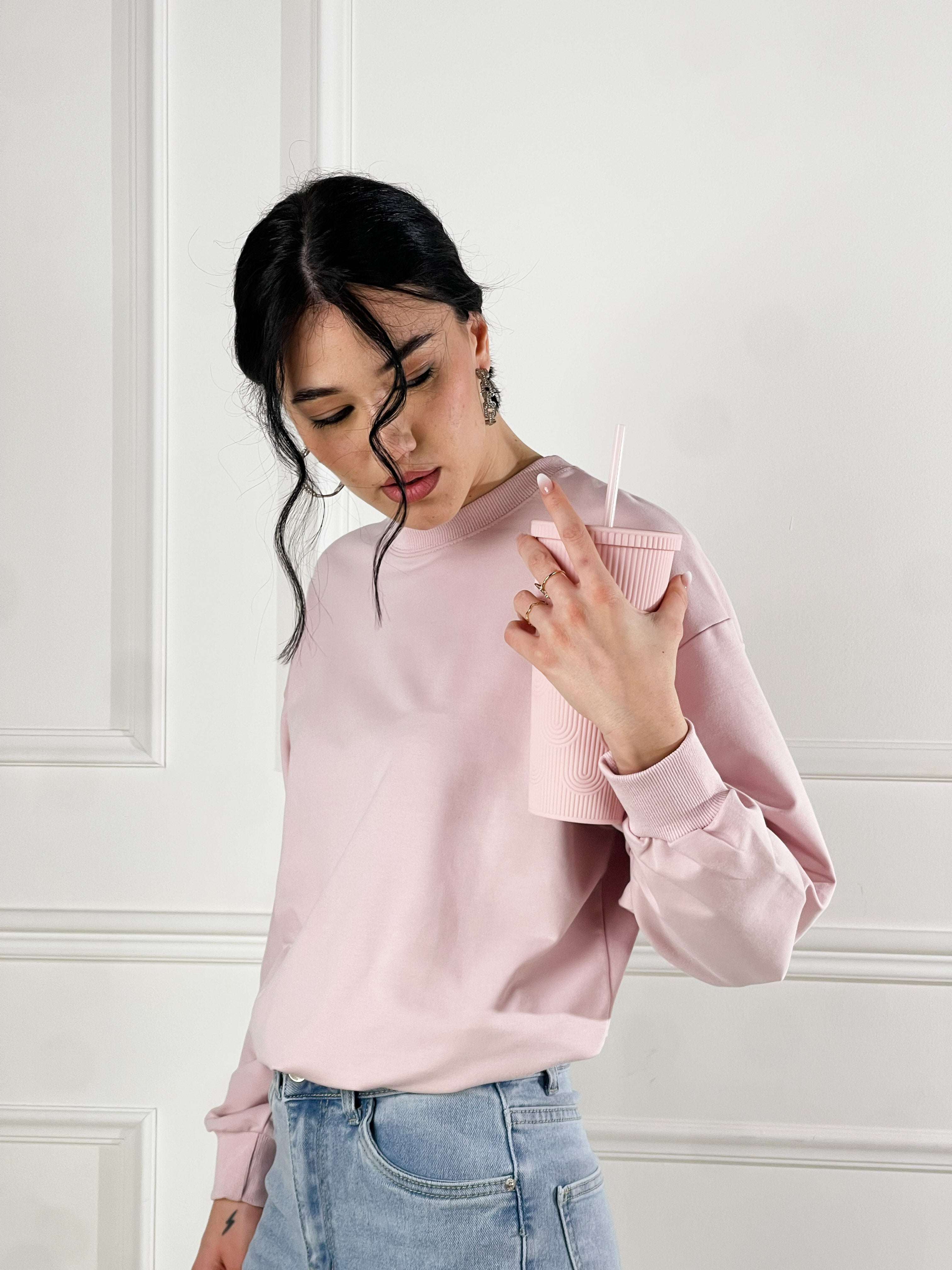 Felpa Basic girocollo|Colore:Rosa