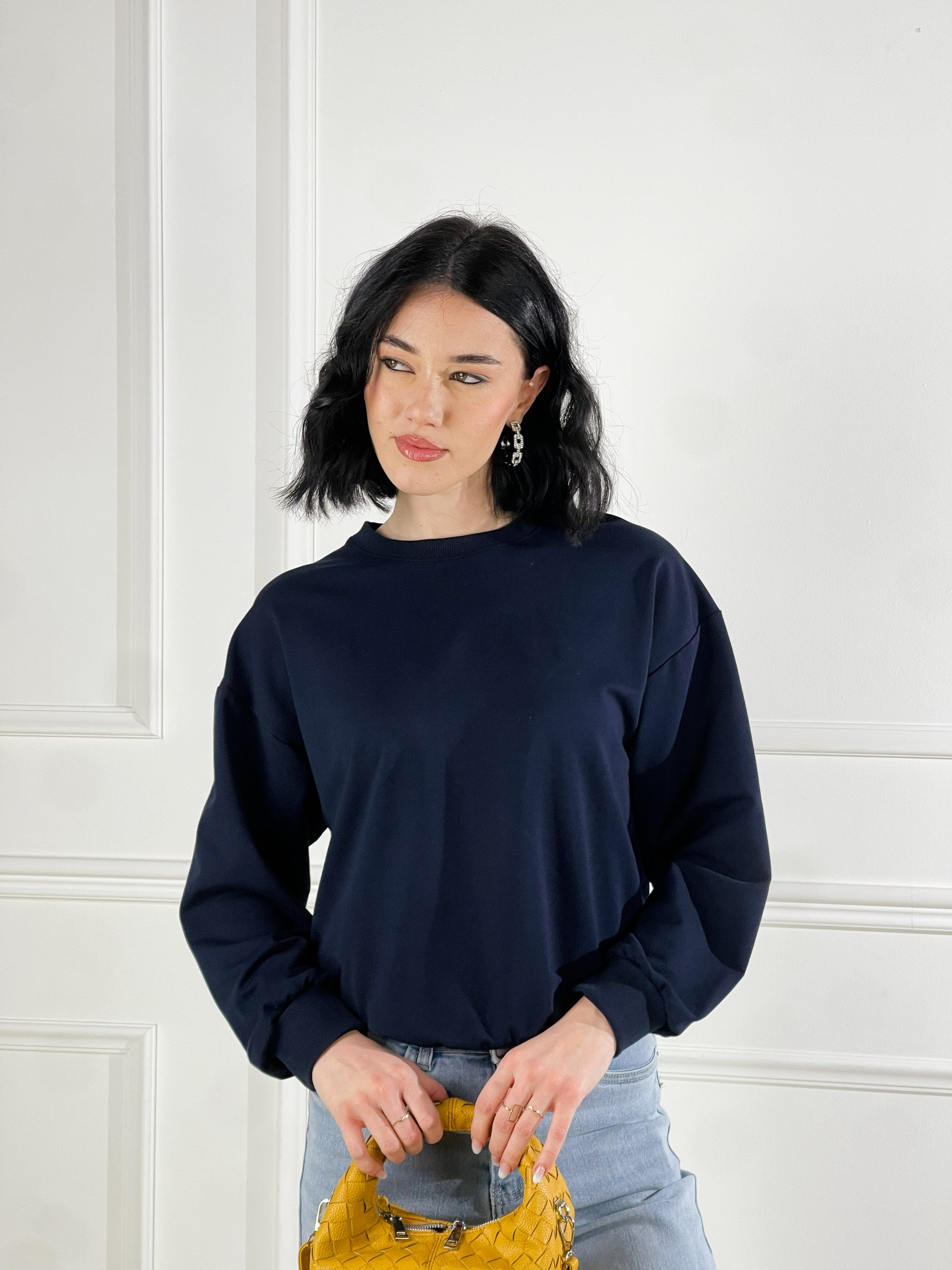 Felpa Basic girocollo|Colore:Blu