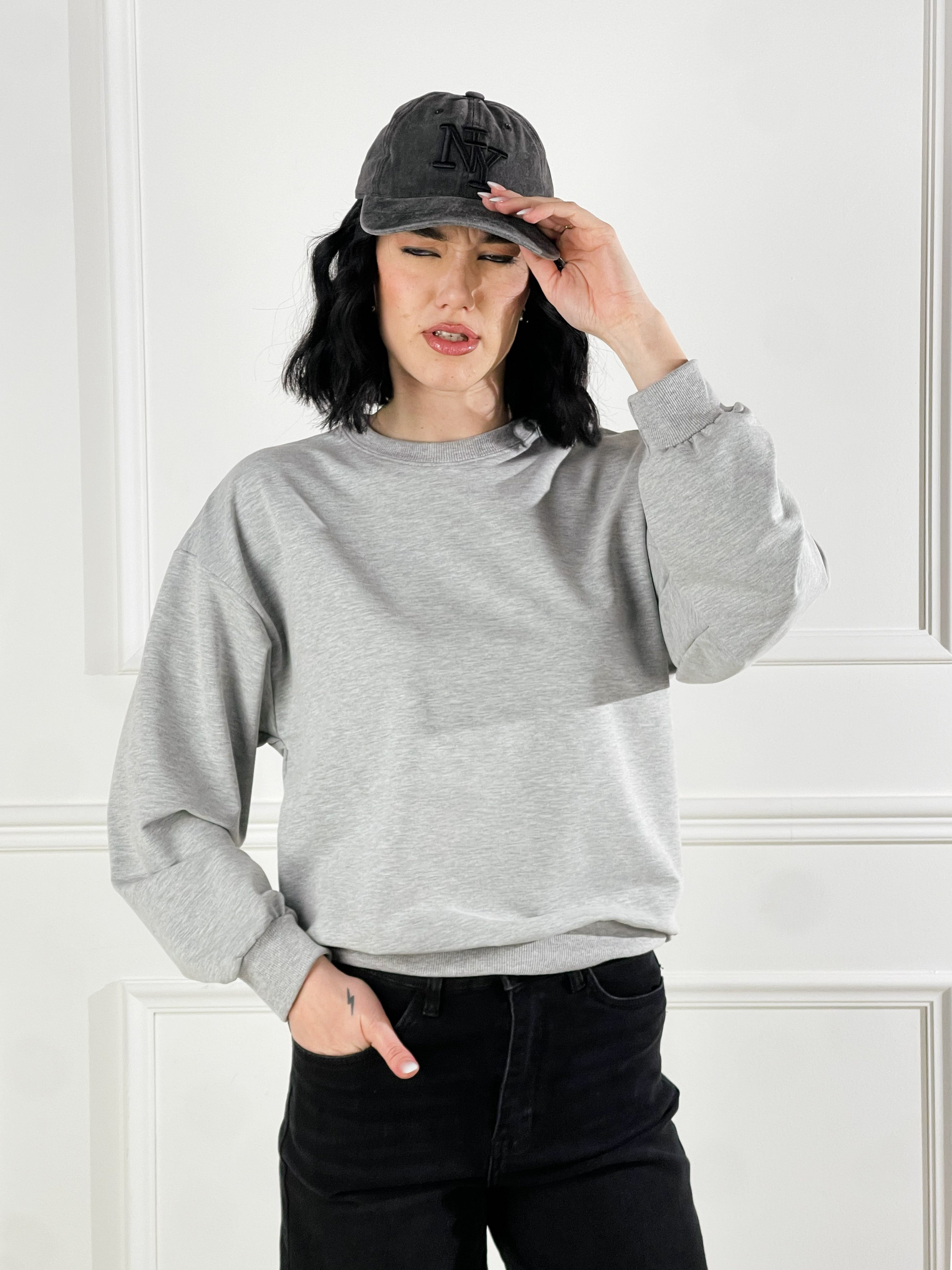 Felpa Basic girocollo|Colore:Grigio