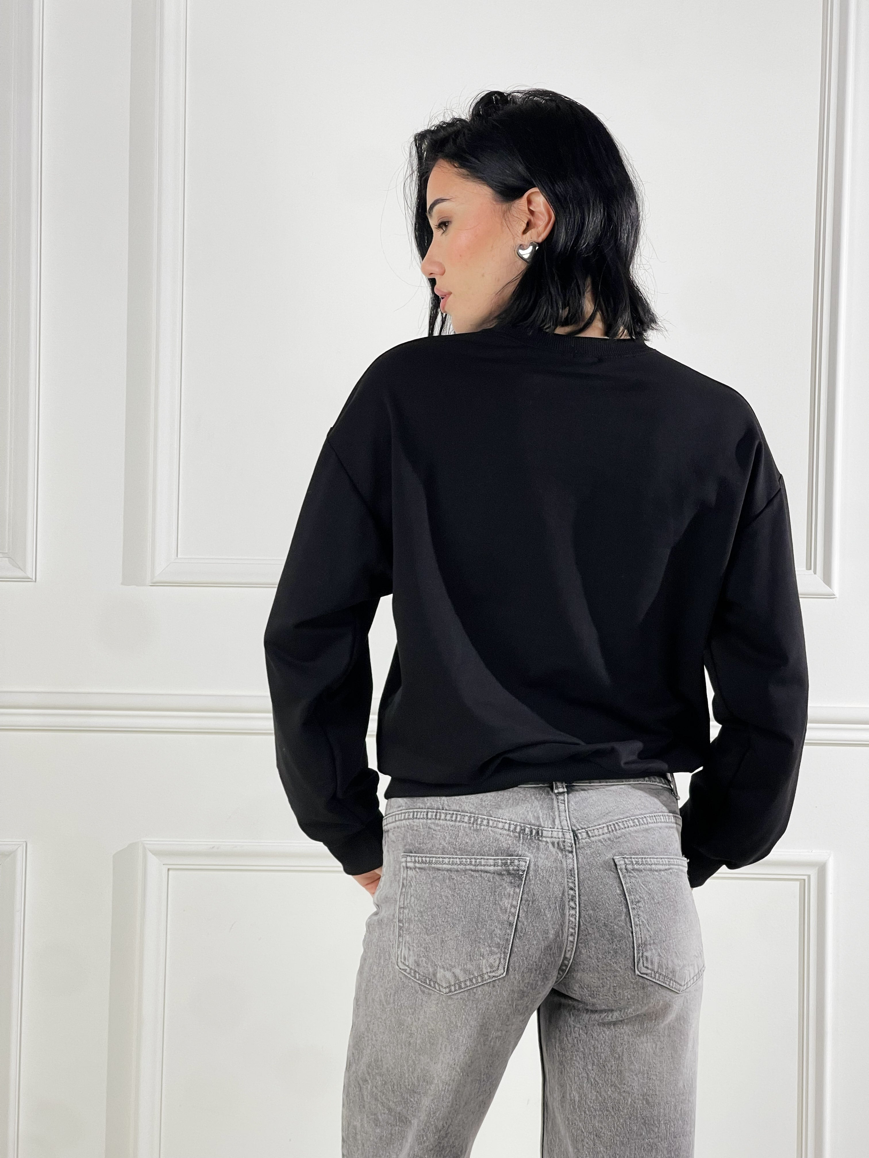 Felpa Basic girocollo|Colore:Nero