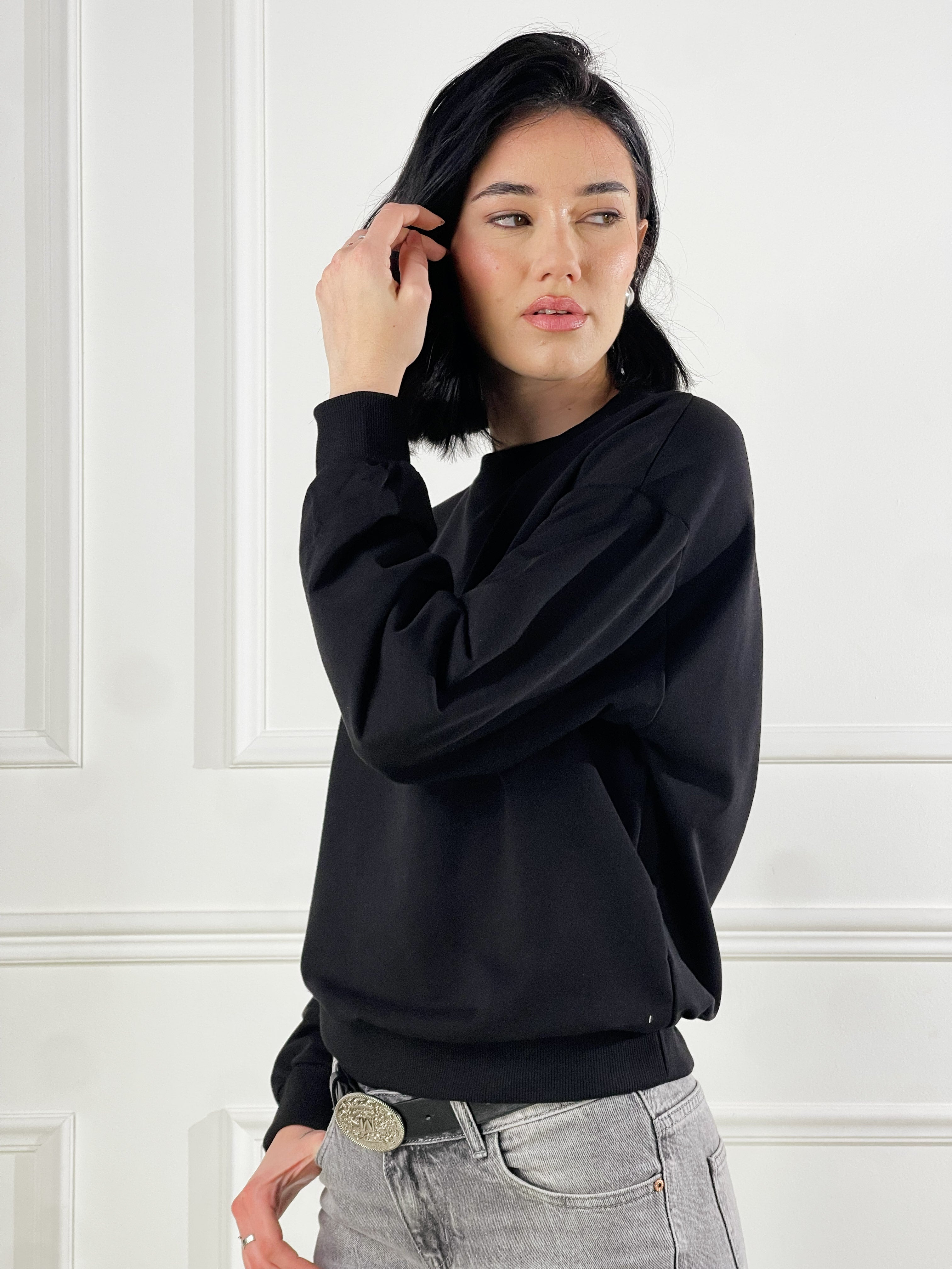 Felpa Basic girocollo|Colore:Nero