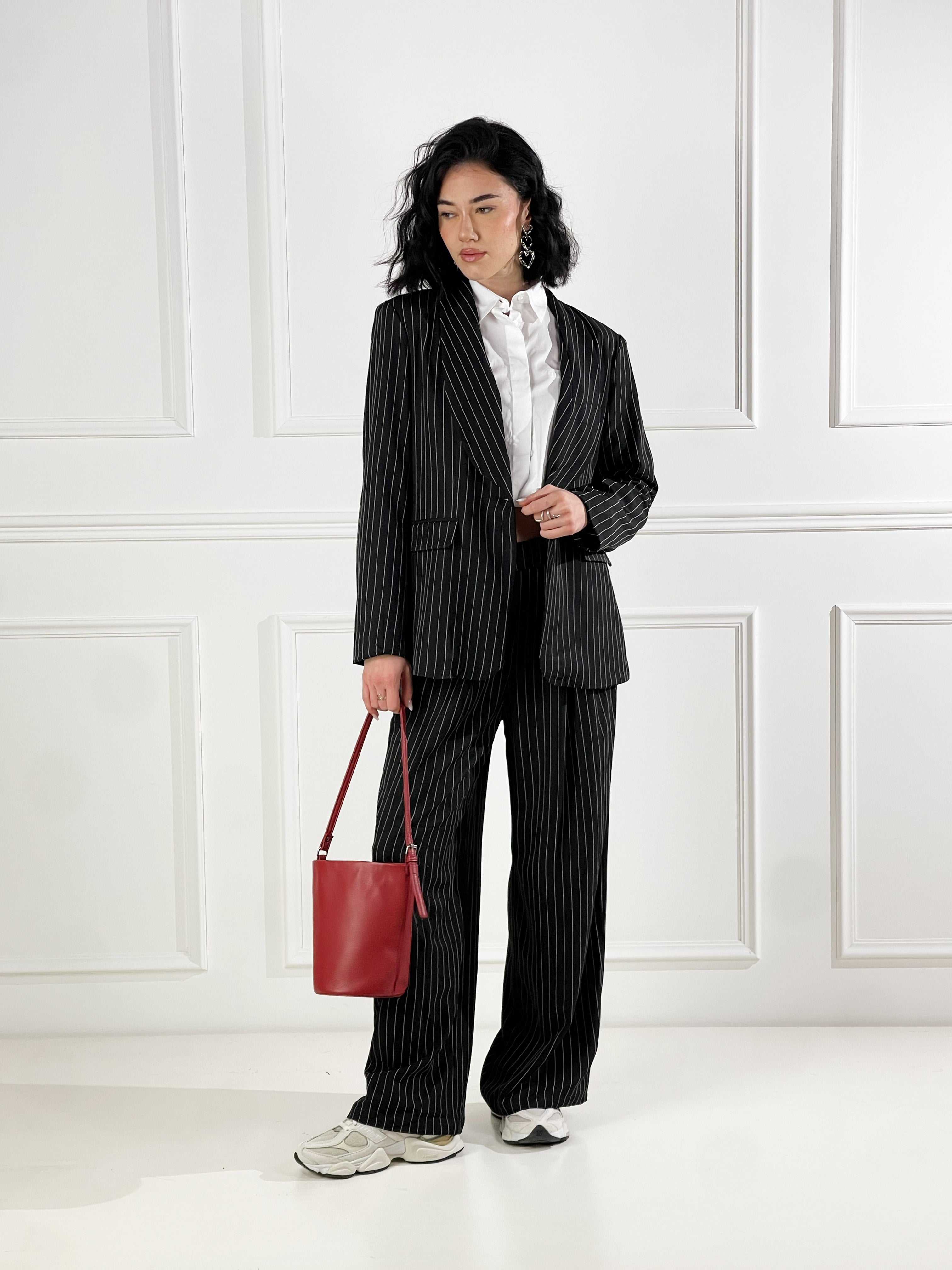 Blazer gessato|Colore:Nero