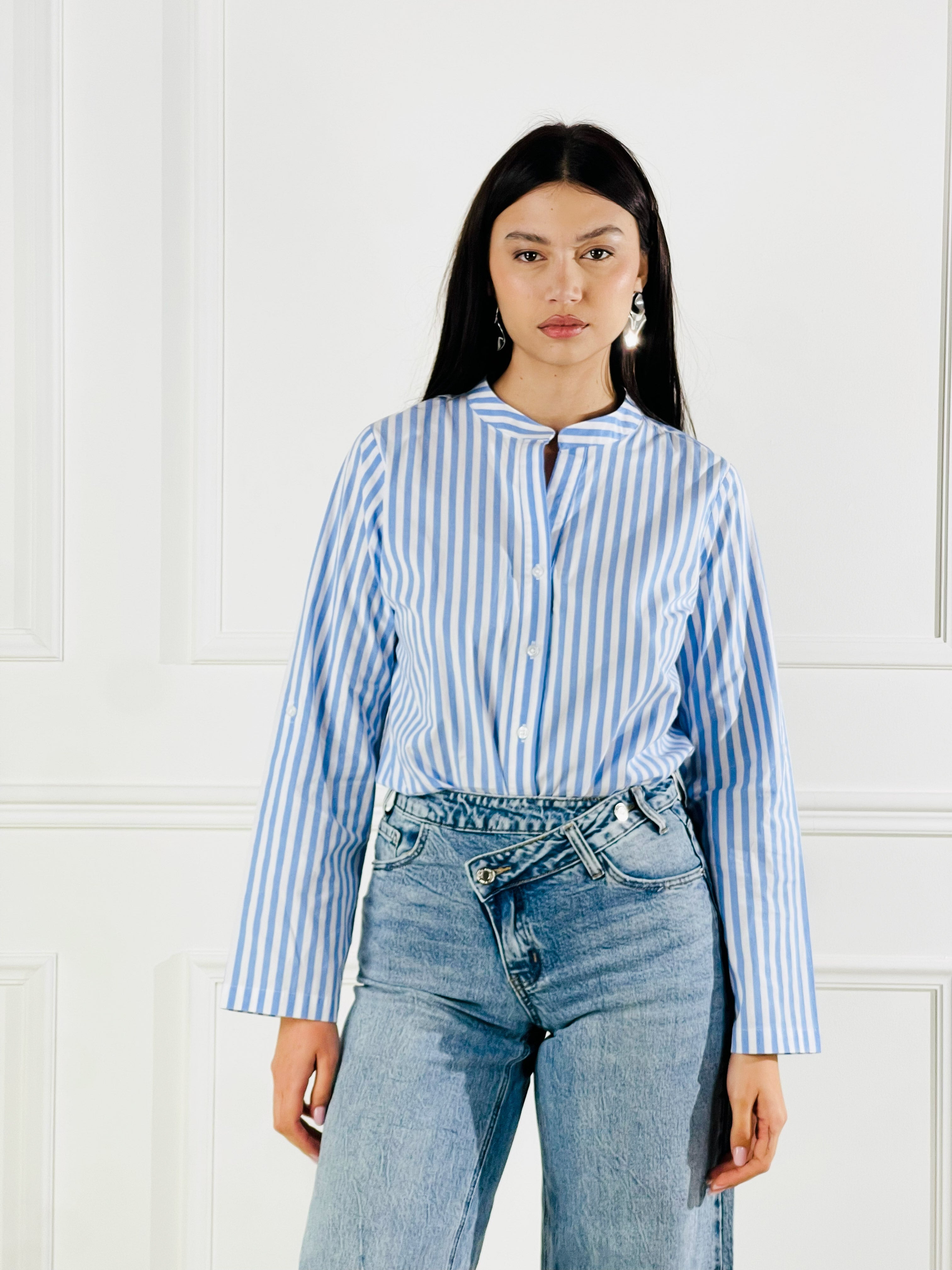 Camicia scollo a V|Colore:Celeste