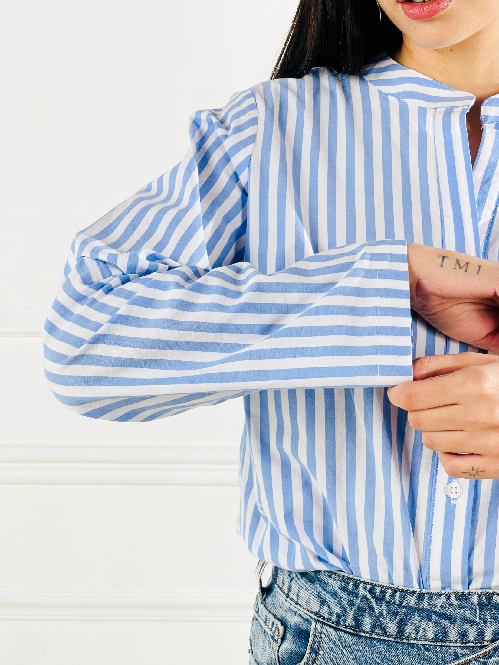 Camicia scollo a V|Colore:Celeste