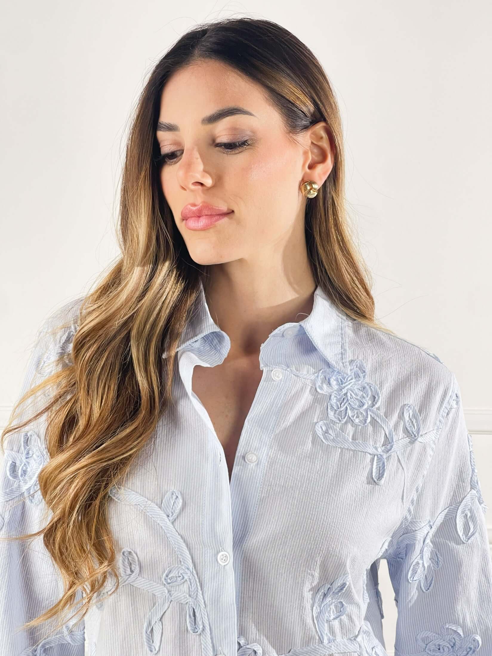 Camicia con ricamo |Colore:Celeste