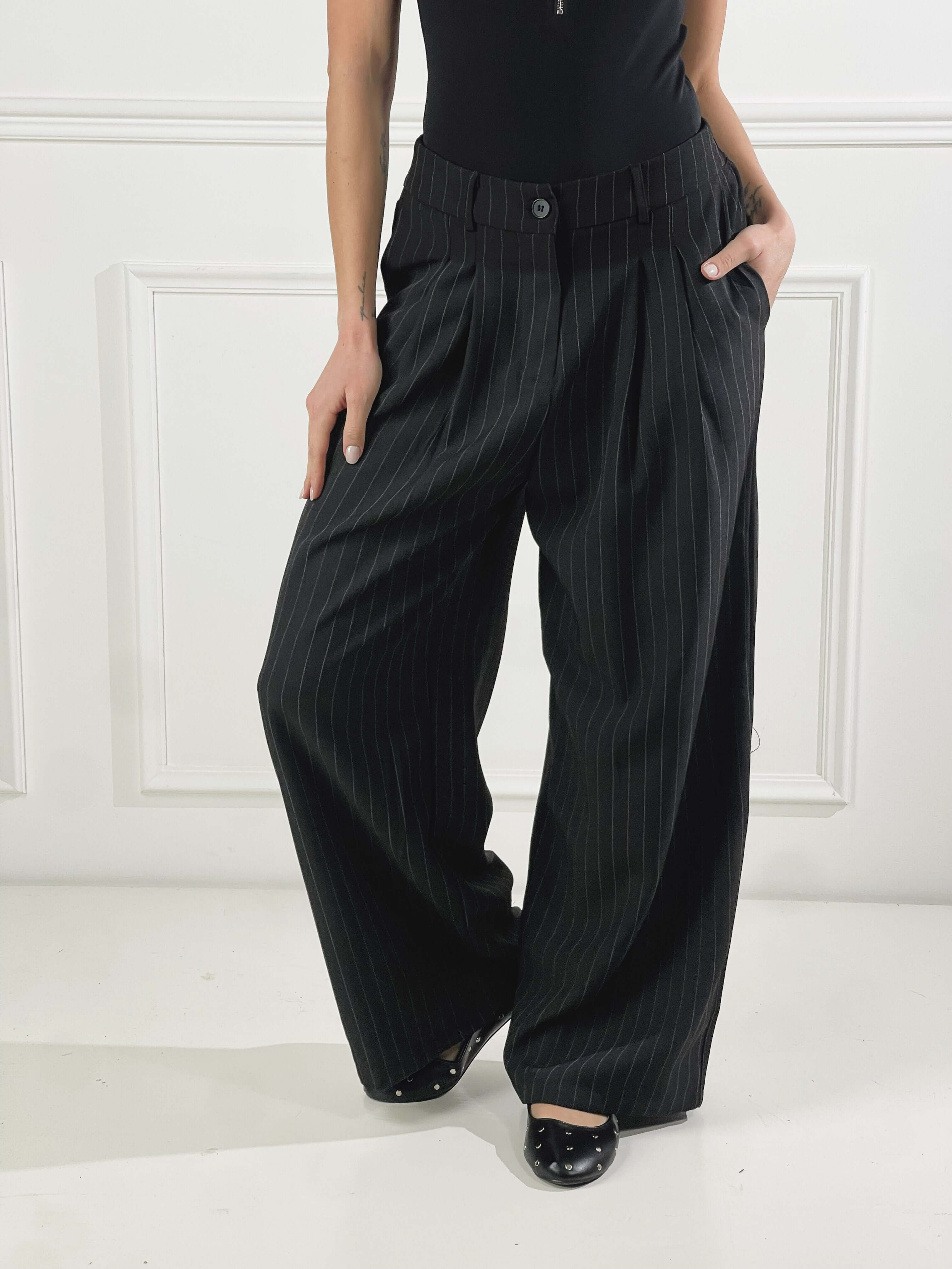 Pantalone Miami gessato|Colore:Nero