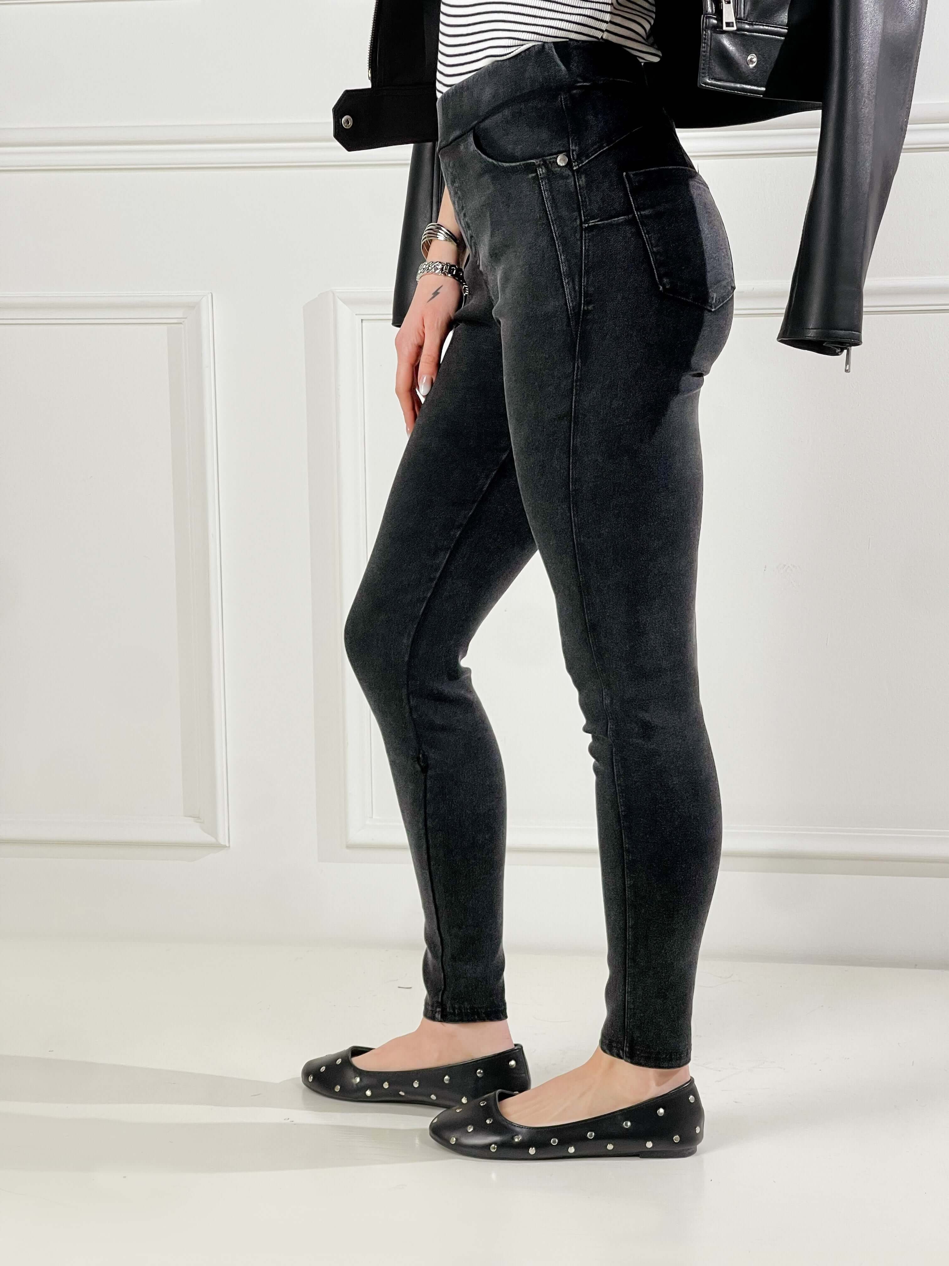 Leggings effetto jeans|Colore:Nero