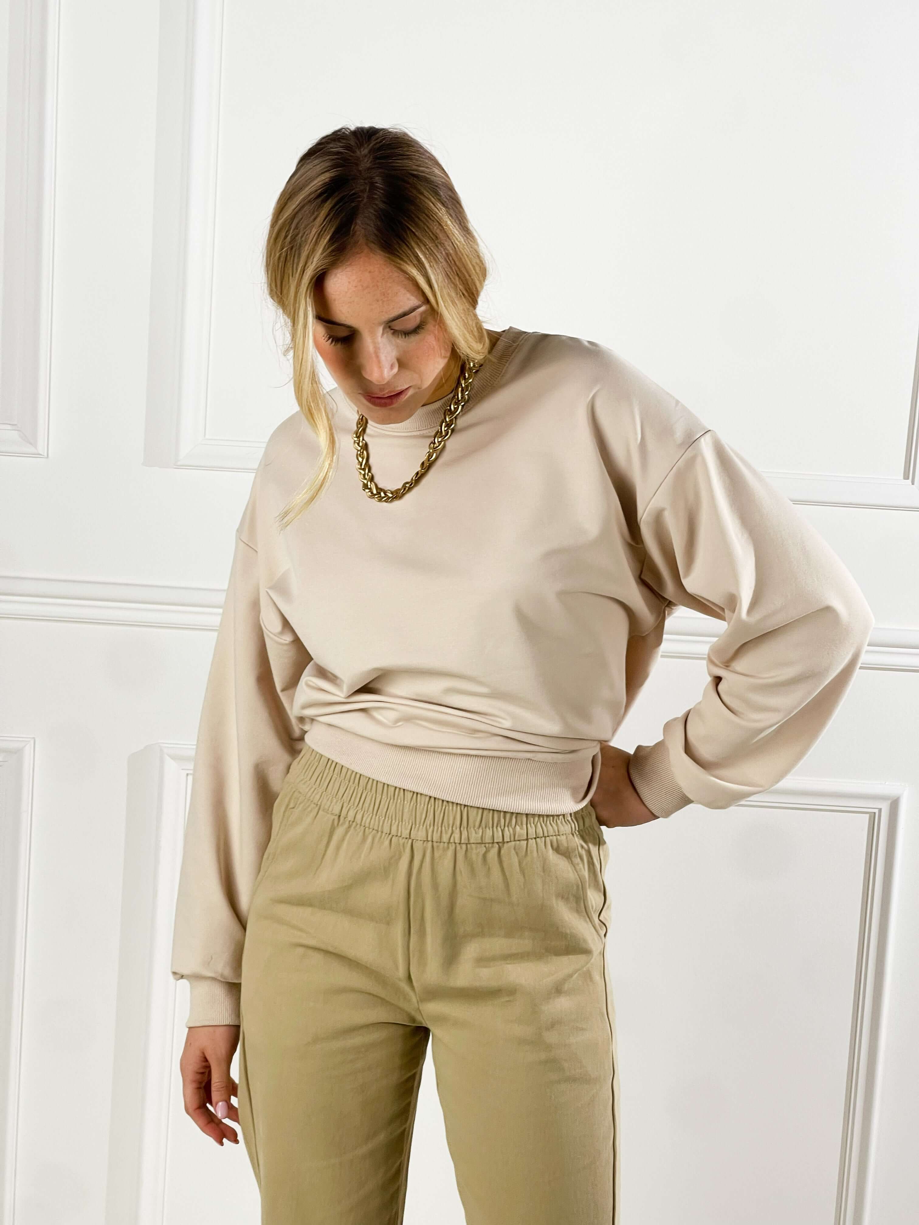 Felpa Basic girocollo|Colore:Sabbia