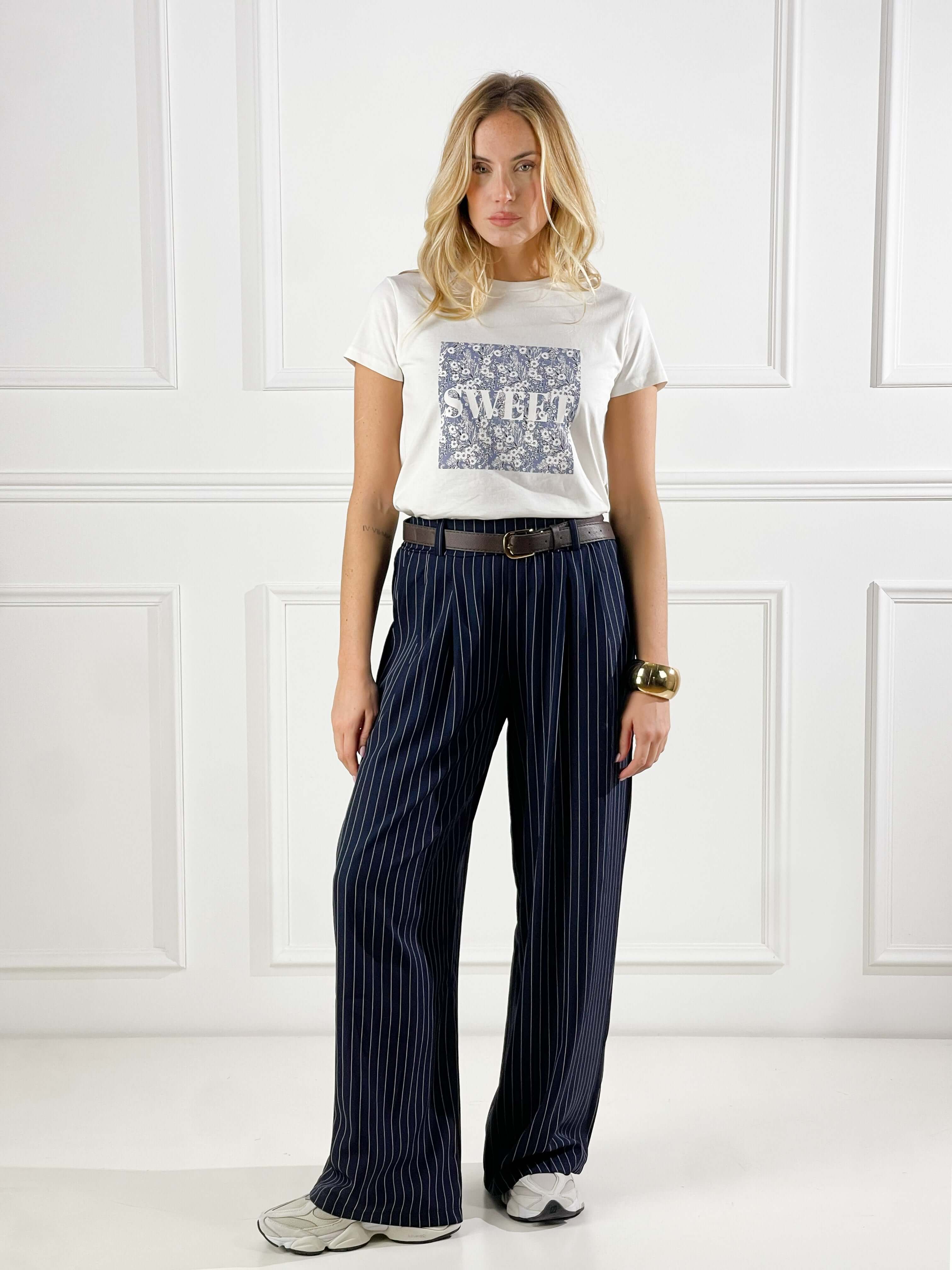 Pantalone sartoriale gessato|Colore:Blu navy