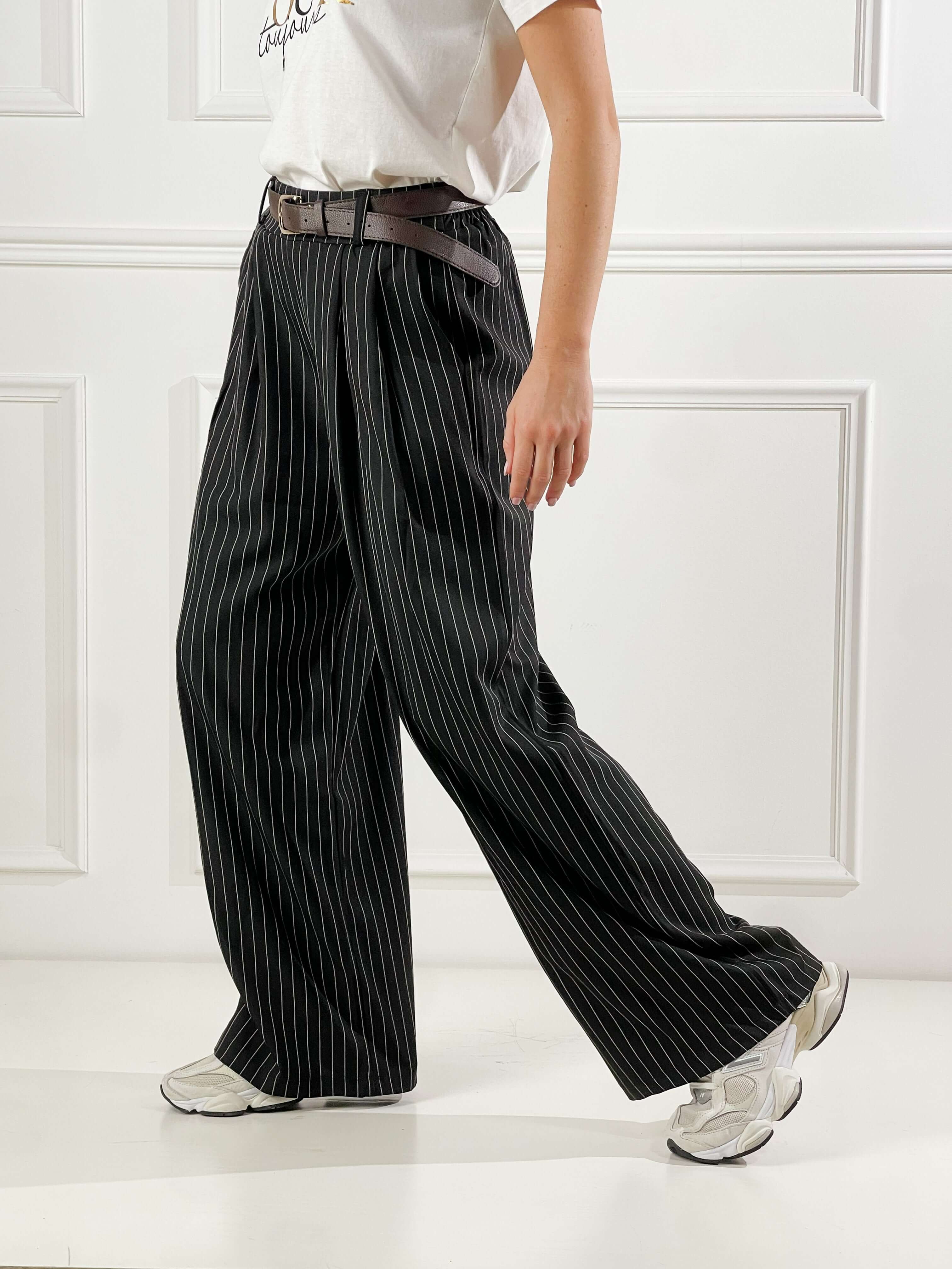 Pantalone sartoriale gessato|Colore:Nero
